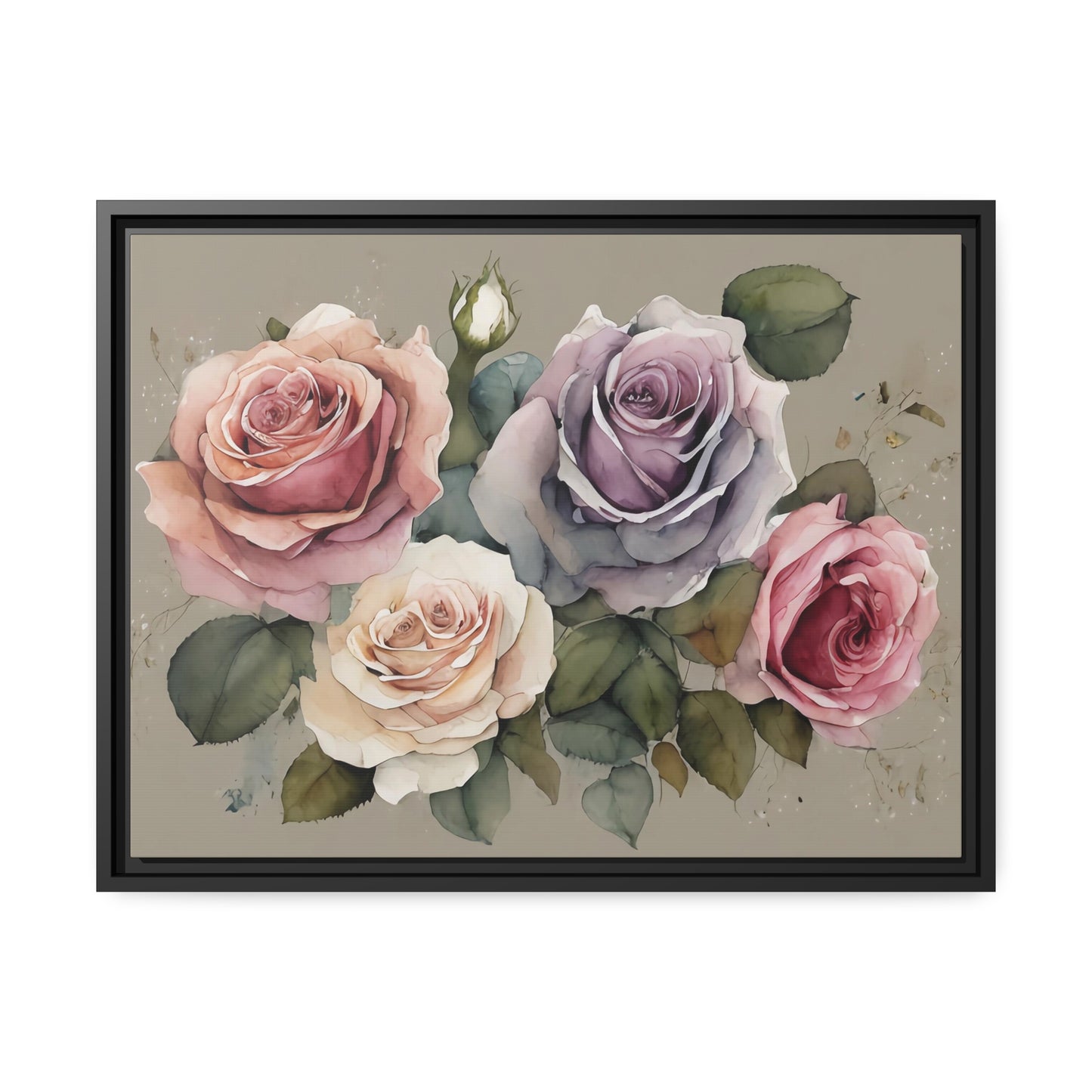 Roses Matte Canvas, Black Frame
