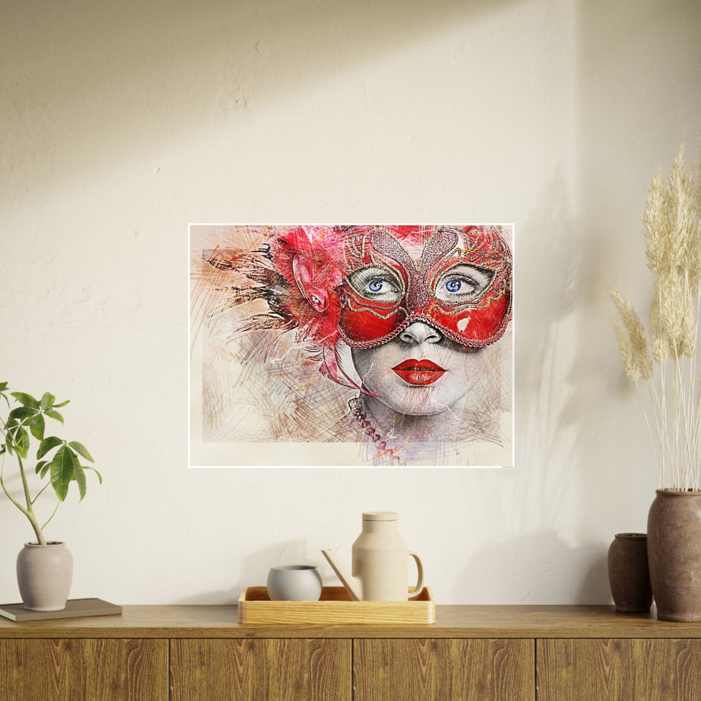 Woman Mask Carnival Photo Art Paper Posters