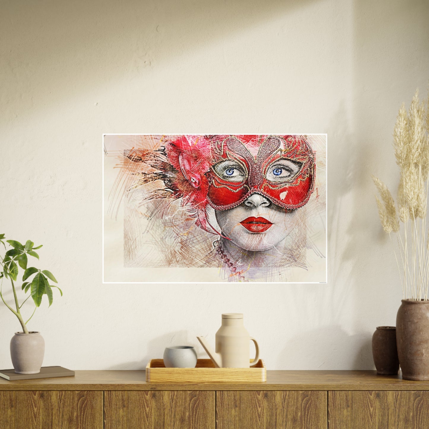 Woman Mask Carnival Photo Art Paper Posters