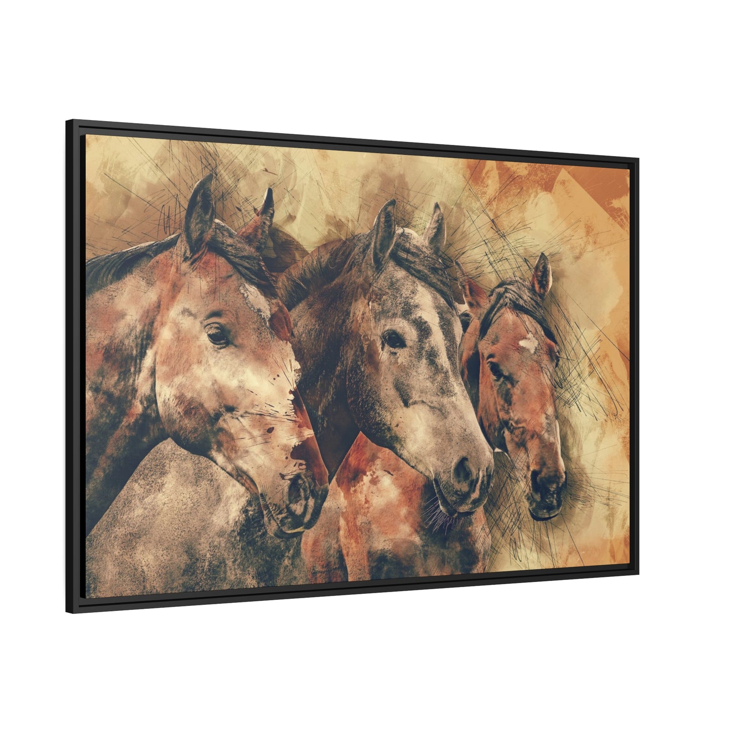 Horses Matte Canvas, Black Frame