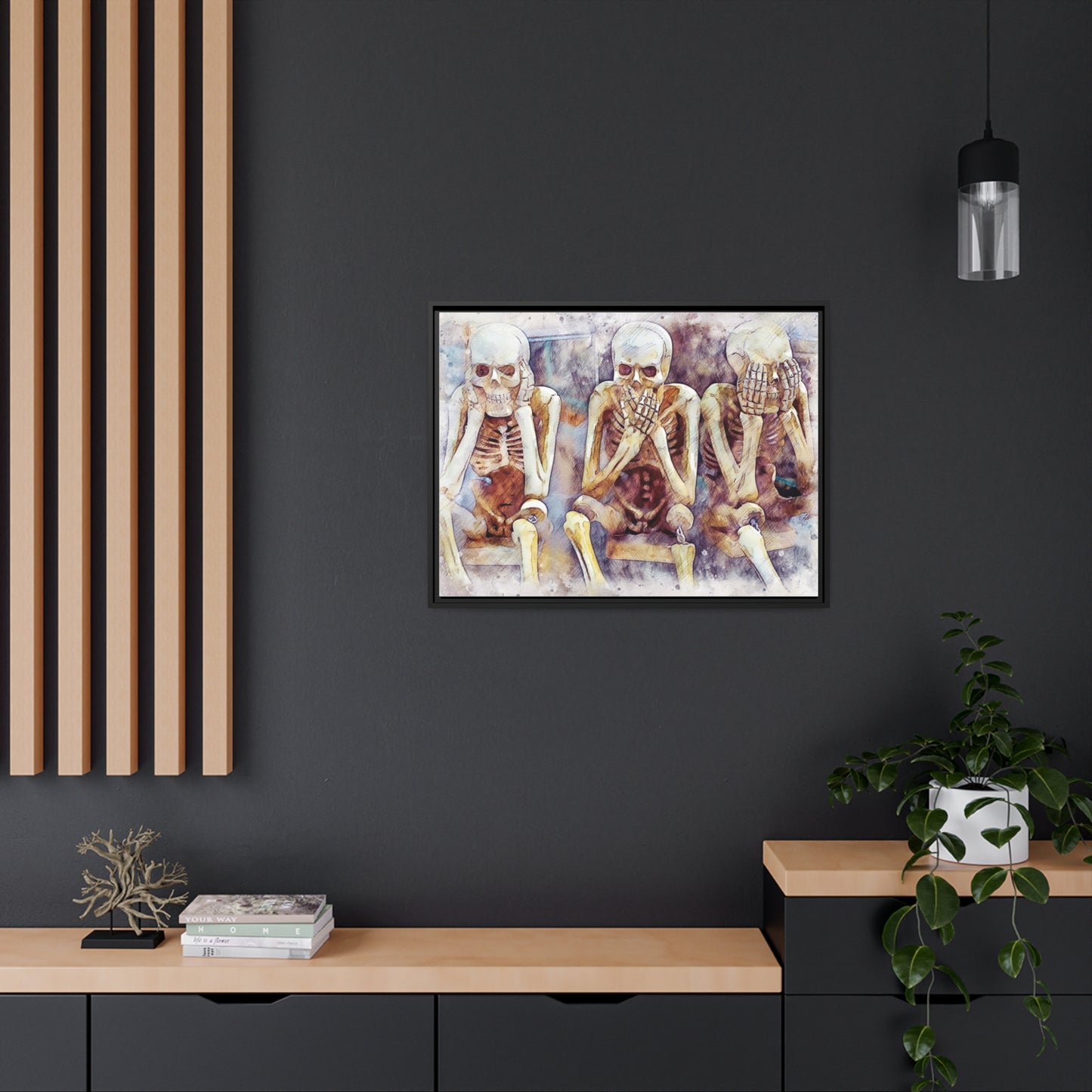 Skeletons Matte Canvas, Black Frame