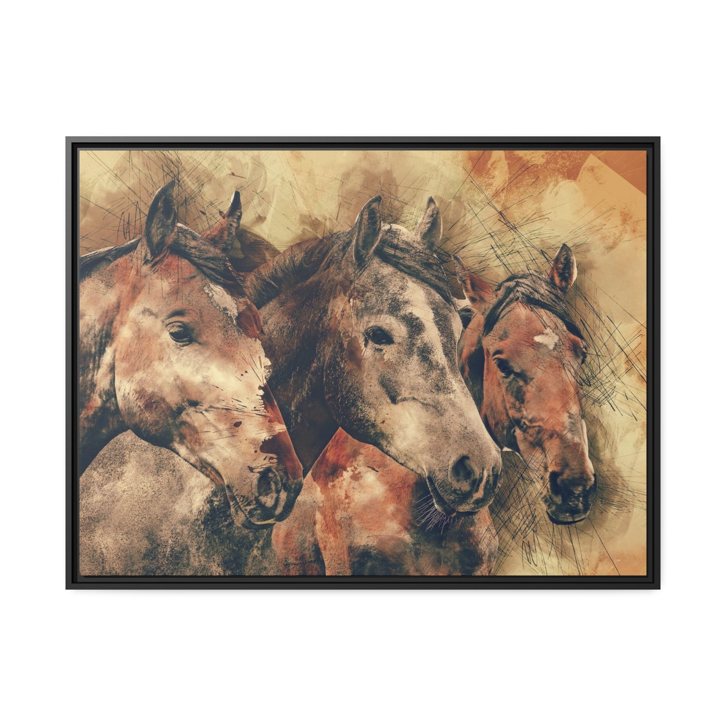 Horses Matte Canvas, Black Frame