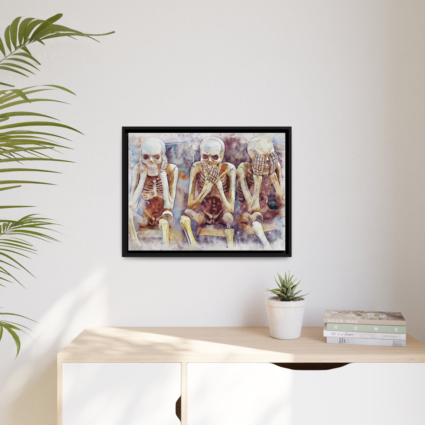 Skeletons Matte Canvas, Black Frame