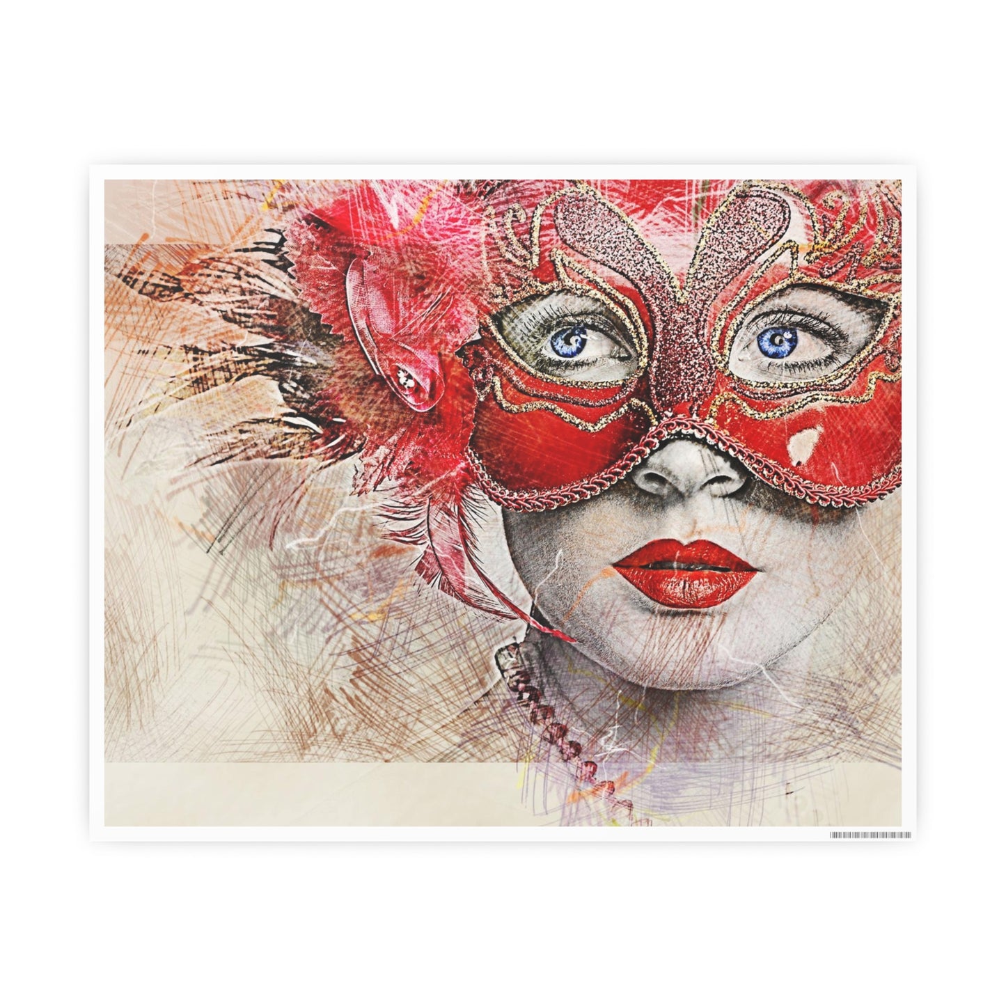 Woman Mask Carnival Photo Art Paper Posters