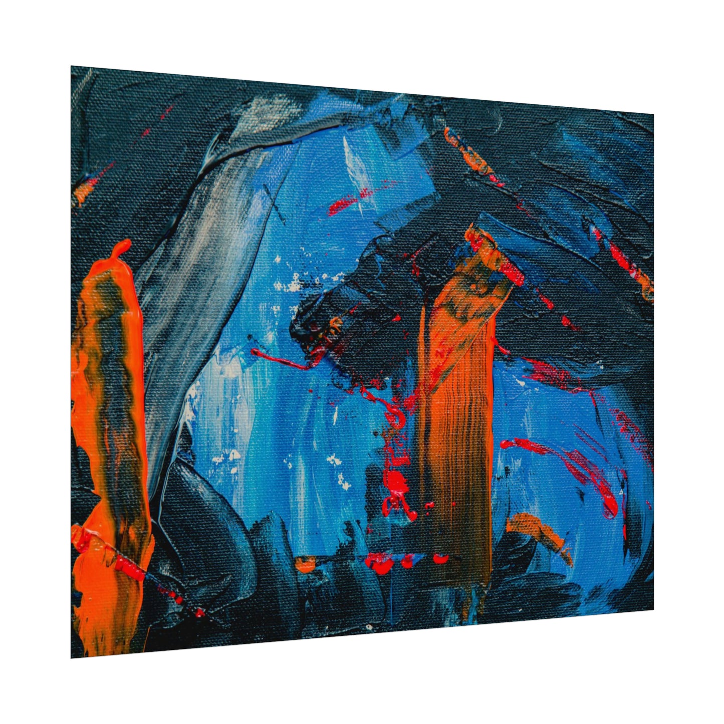 Red and blue splash Rolled Posters