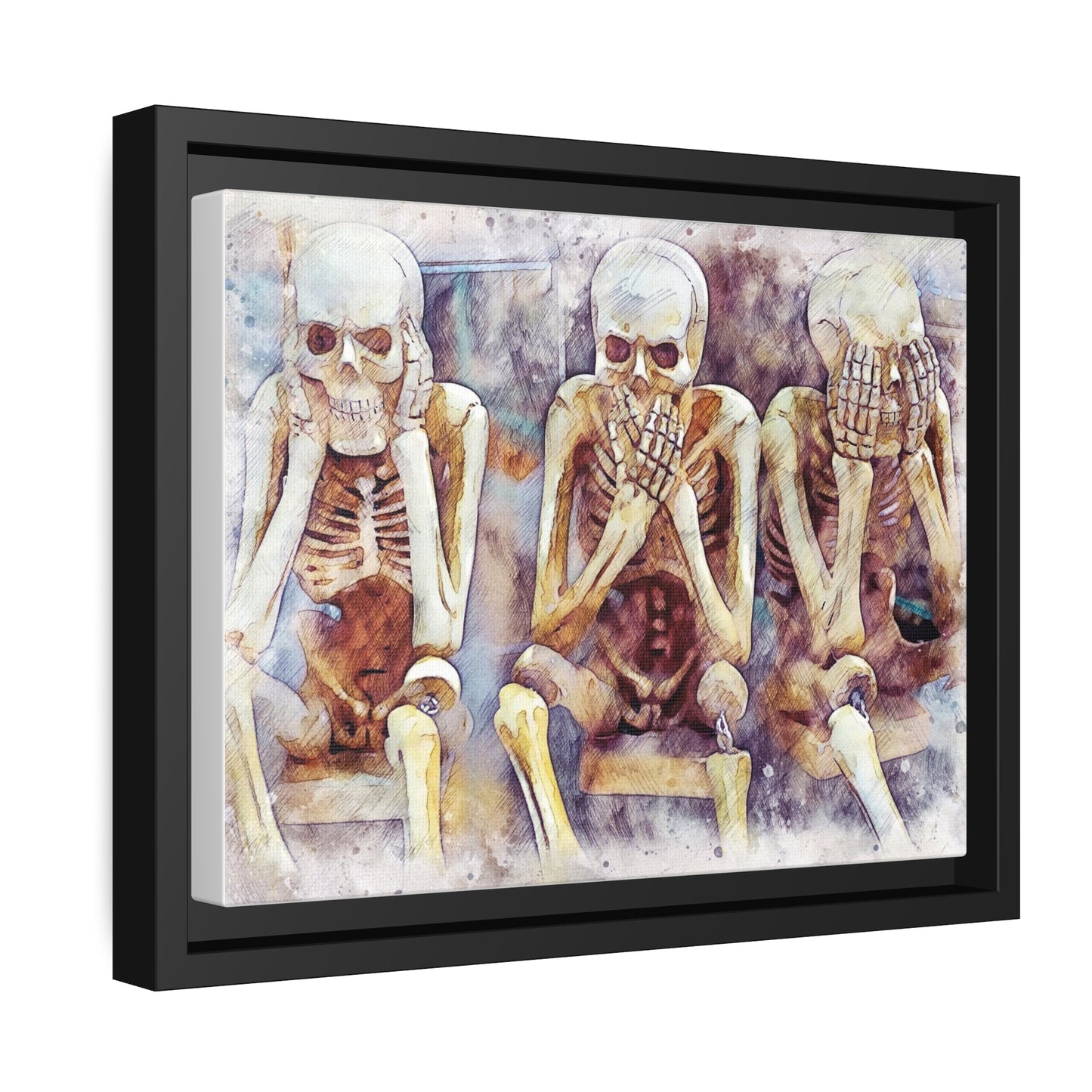 Skeletons Matte Canvas, Black Frame