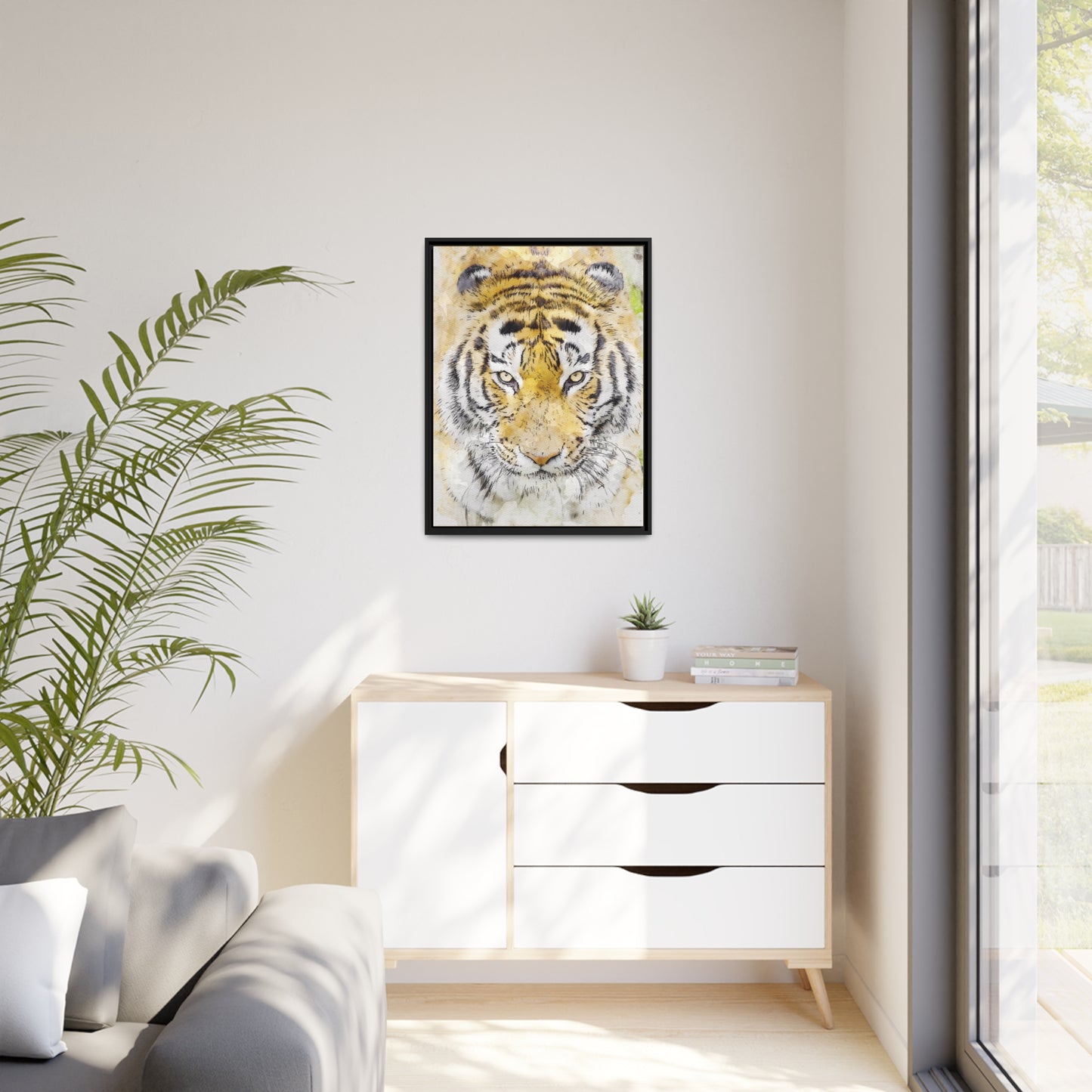 Tiger Matte Canvas, Black Frame