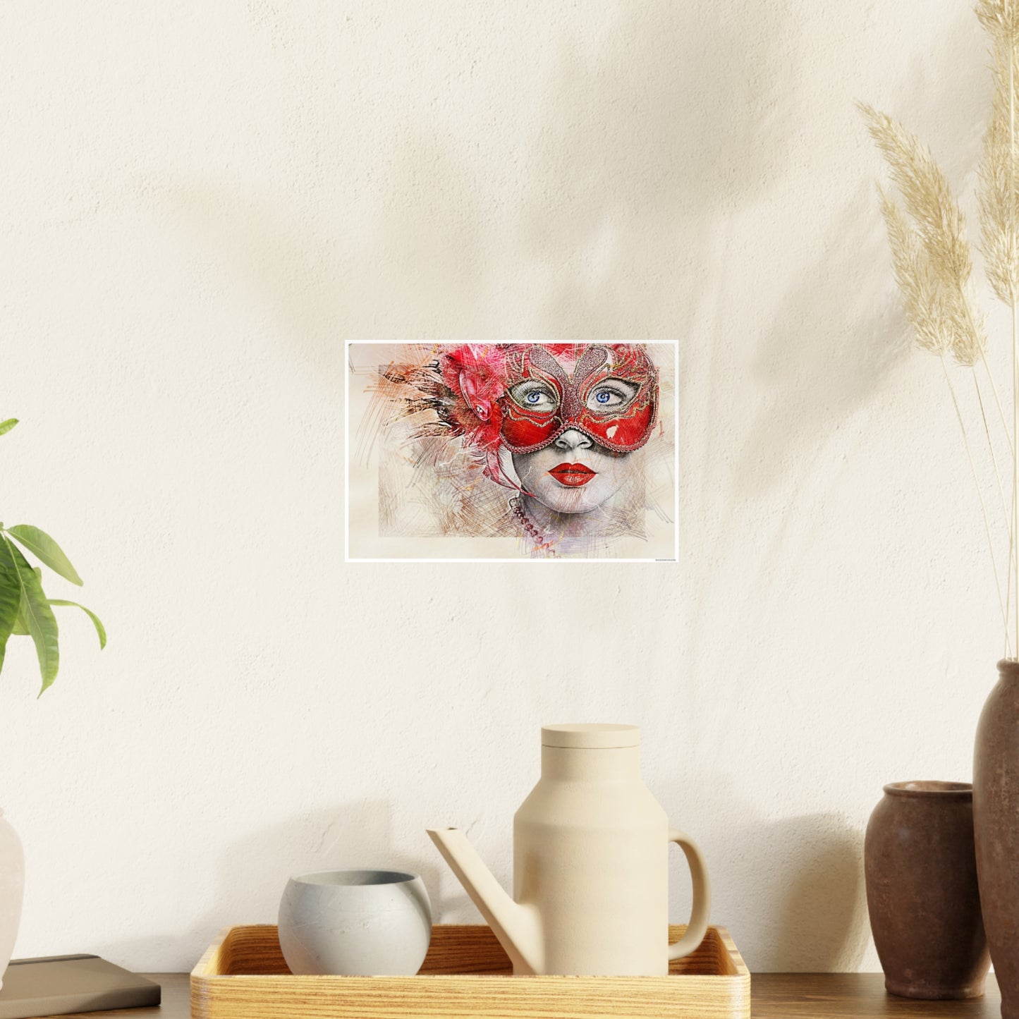 Woman Mask Carnival Photo Art Paper Posters