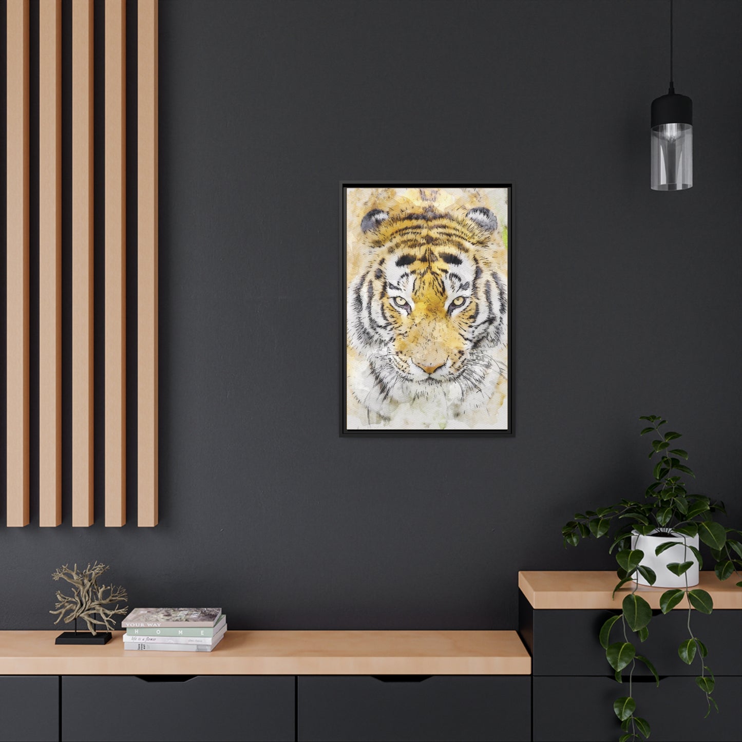 Tiger Matte Canvas, Black Frame