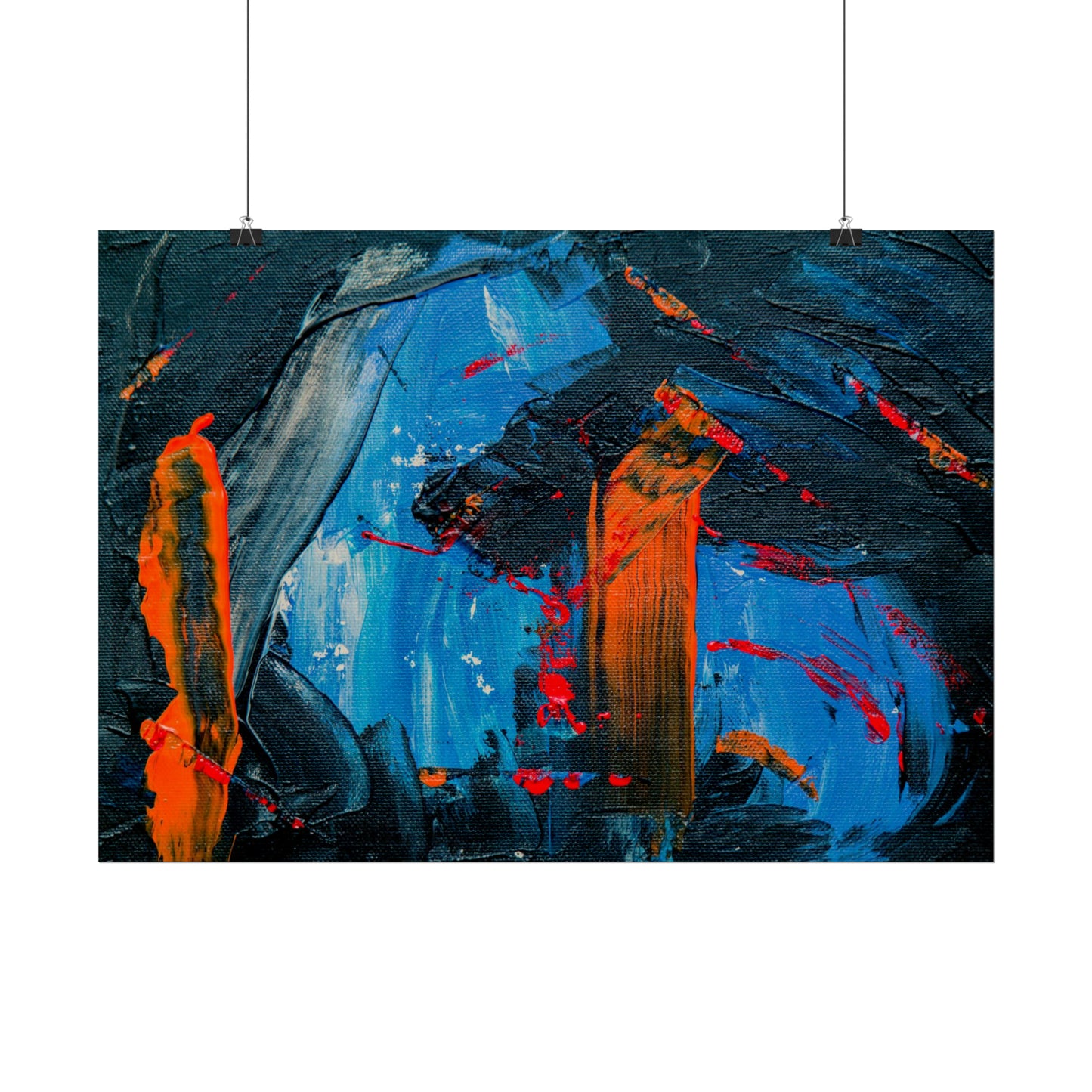 Red and blue splash Rolled Posters