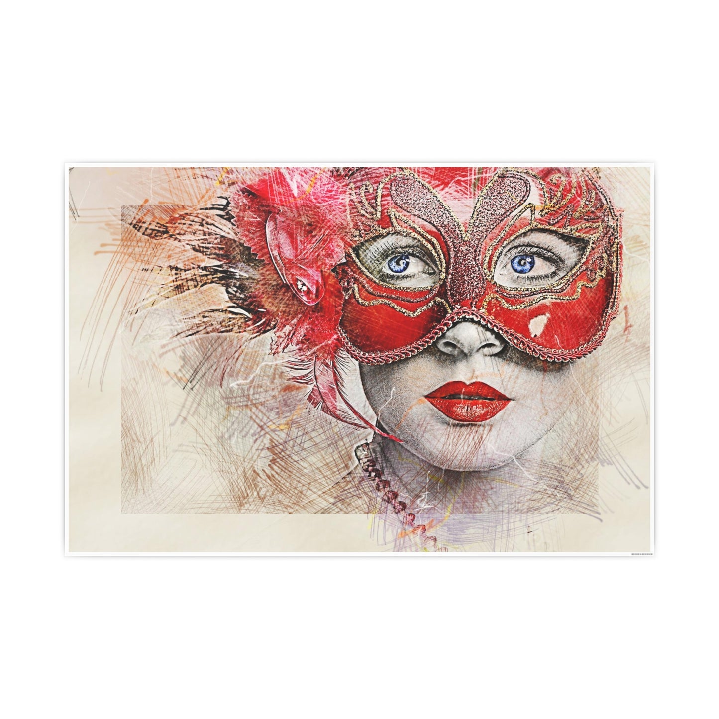 Woman Mask Carnival Photo Art Paper Posters