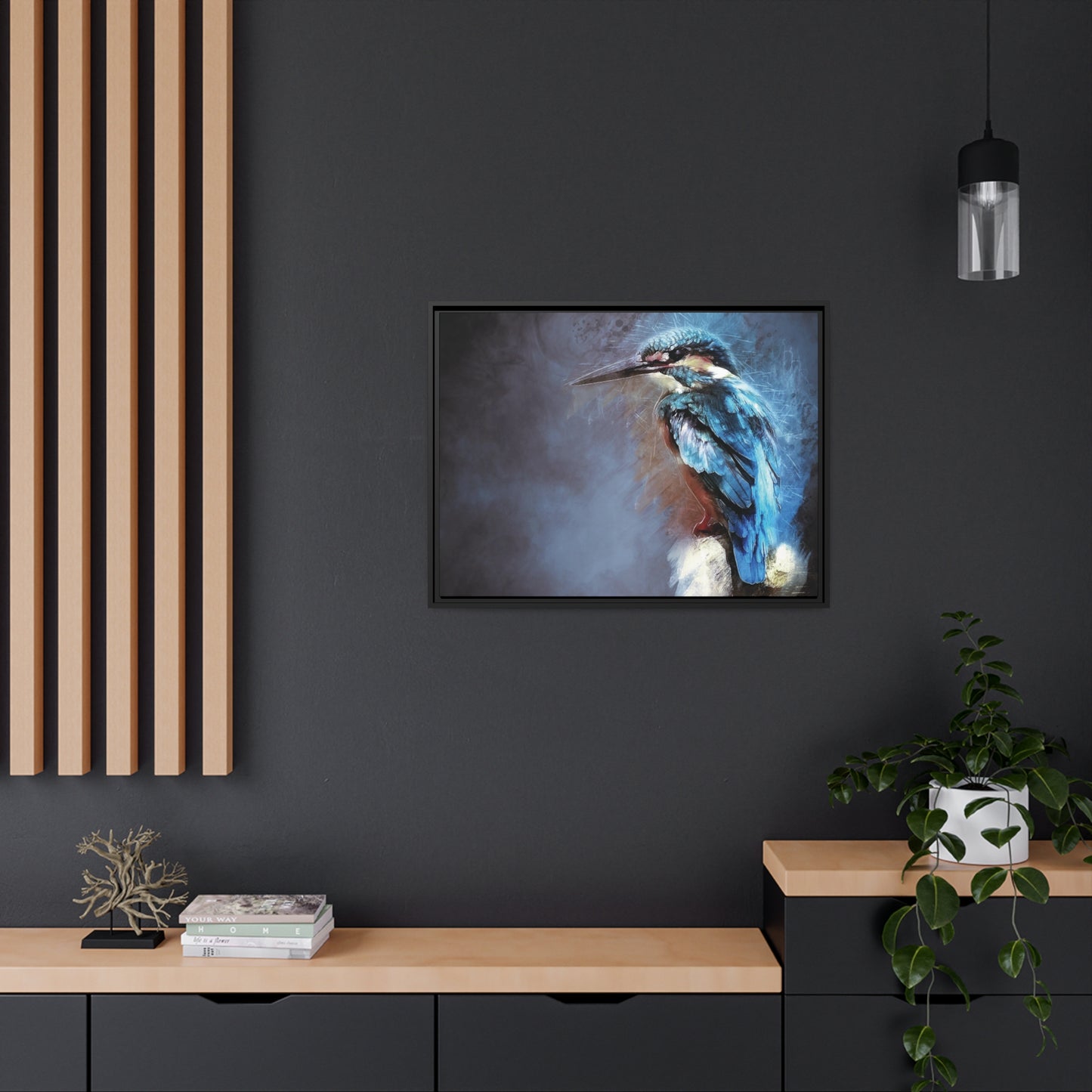 Kingfisher Matte Canvas, Black Frame