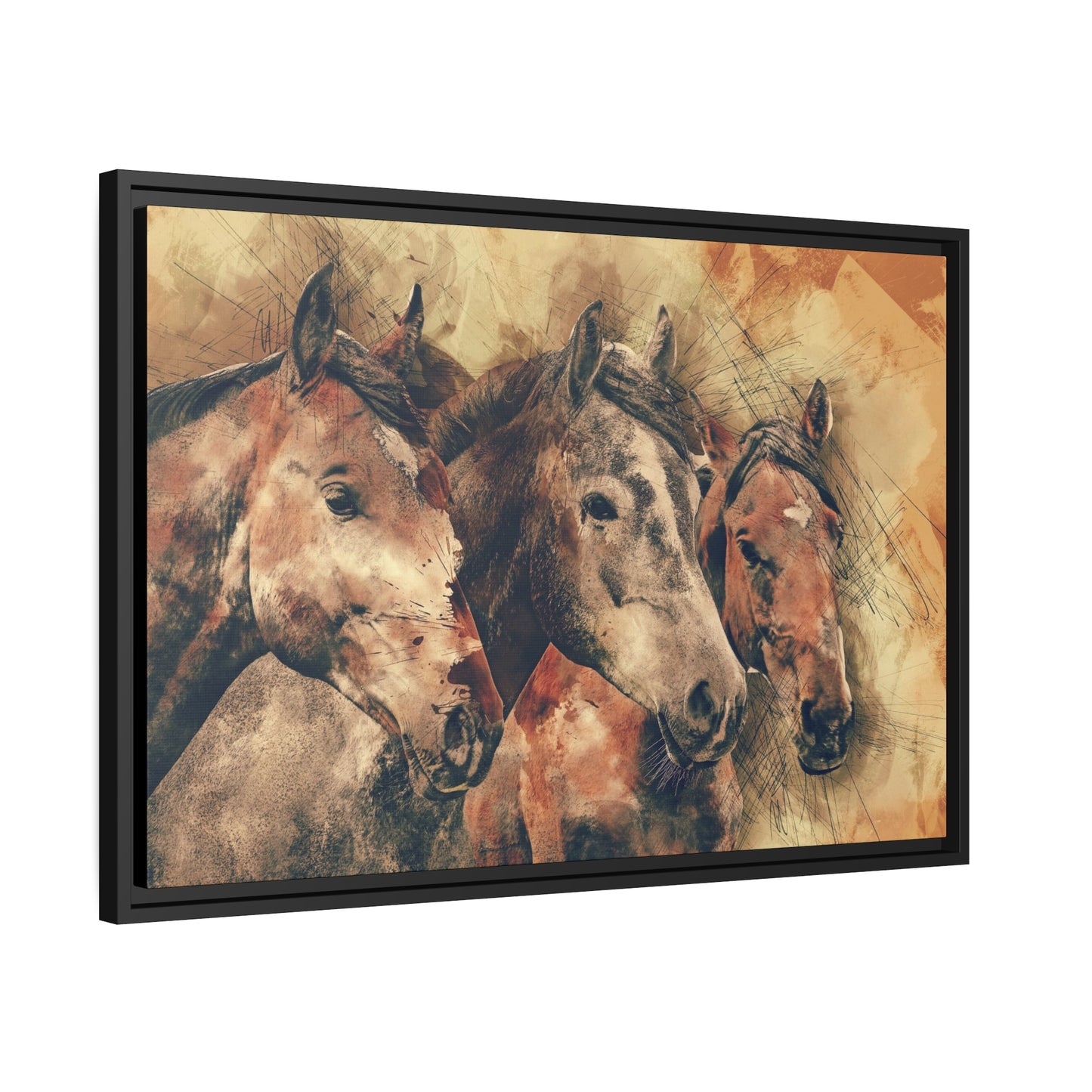 Horses Matte Canvas, Black Frame