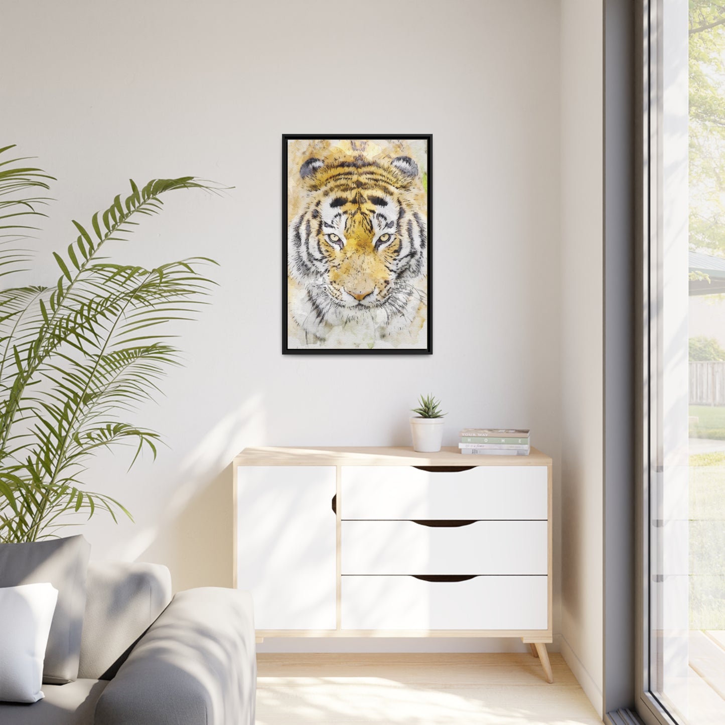 Tiger Matte Canvas, Black Frame