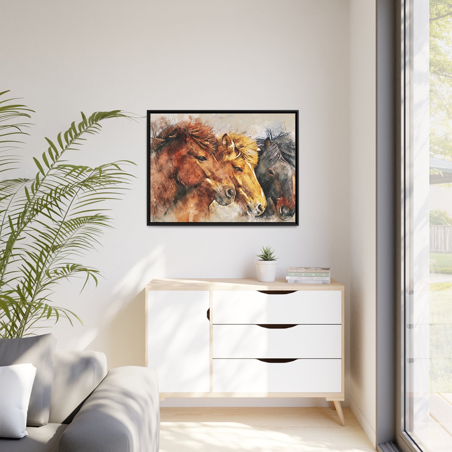 Horses Matte Canvas, Black Frame