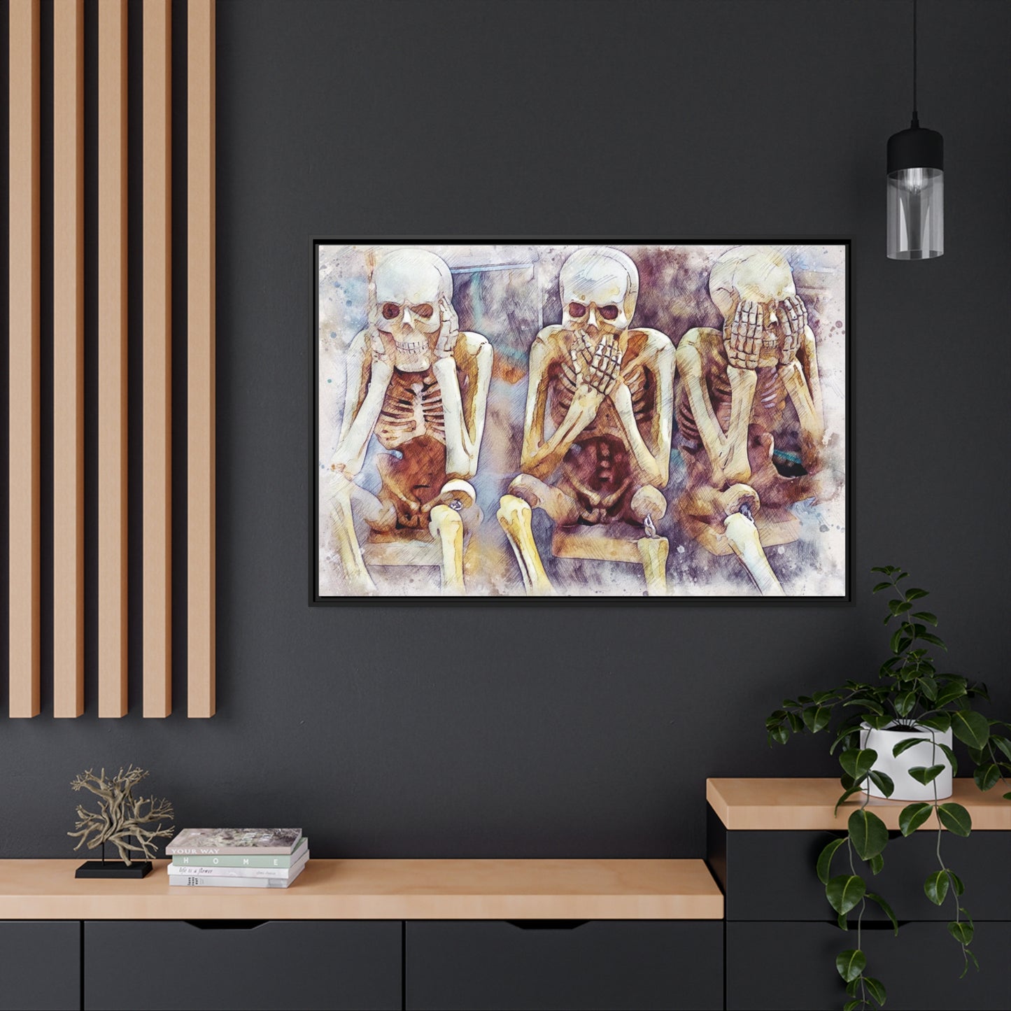 Skeletons Matte Canvas, Black Frame