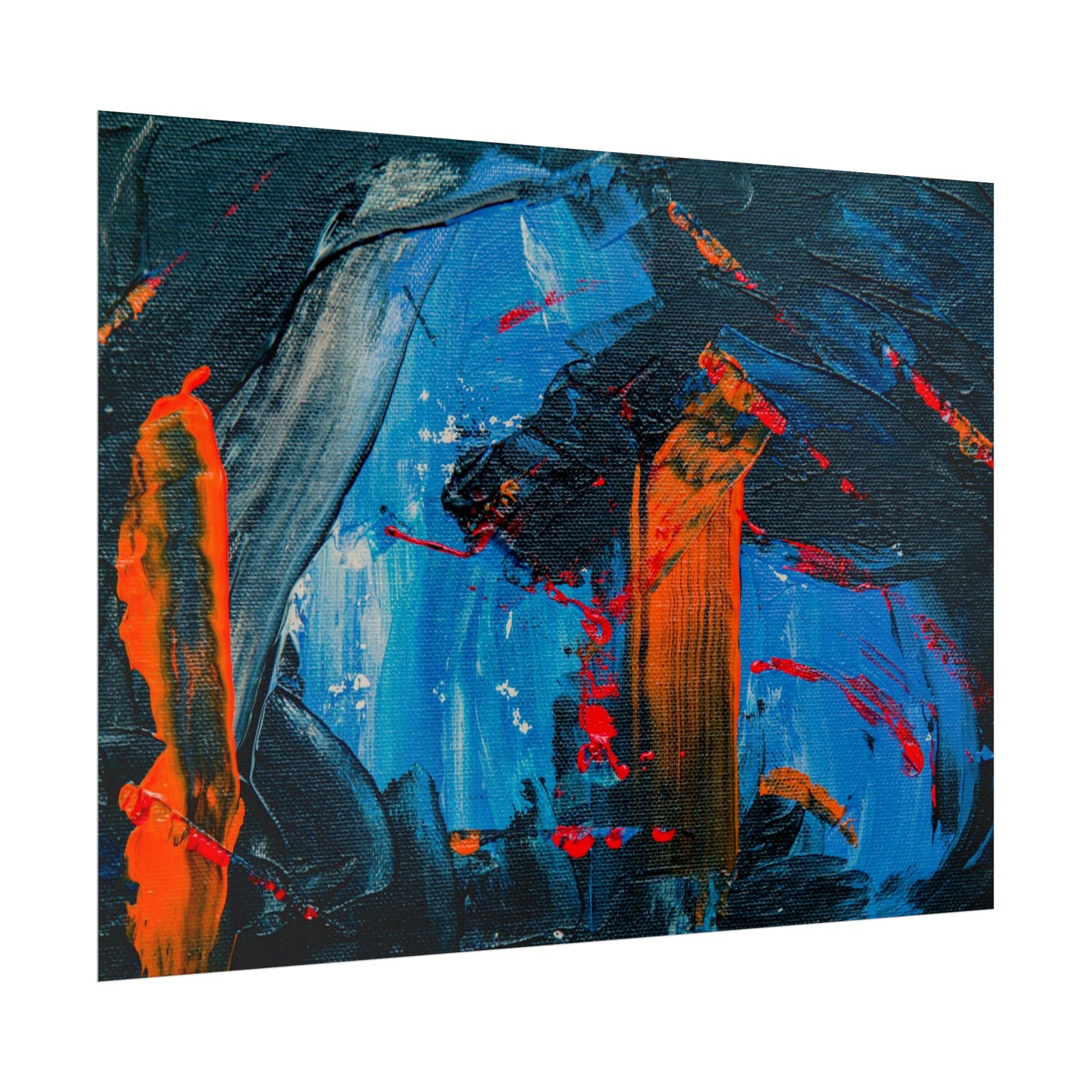 Red and blue splash Rolled Posters