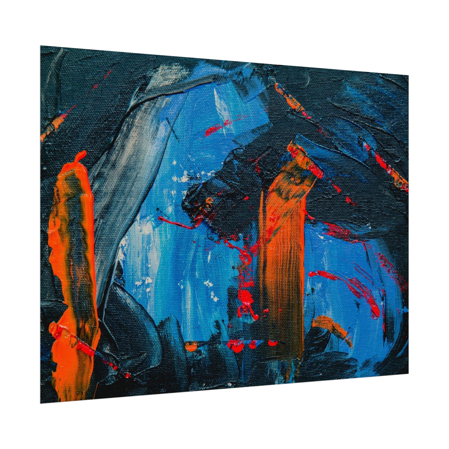 Red and blue splash Rolled Posters