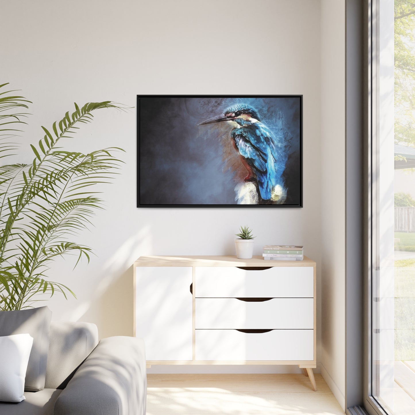 Kingfisher Matte Canvas, Black Frame