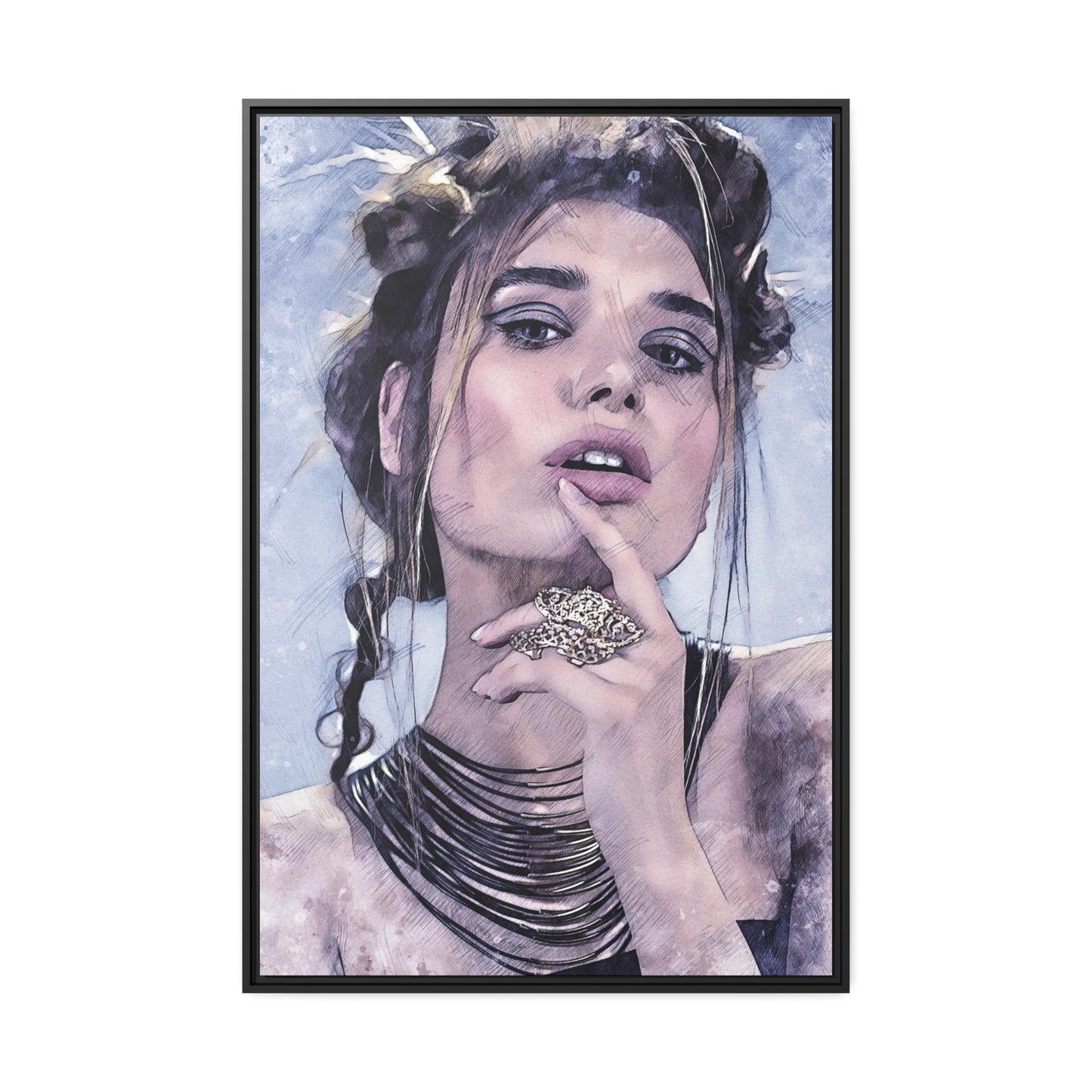 Woman Matte Canvas, Black Frame