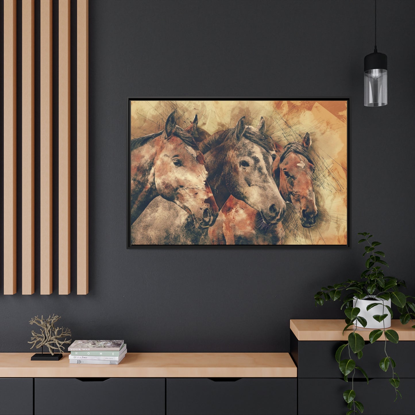 Horses Matte Canvas, Black Frame