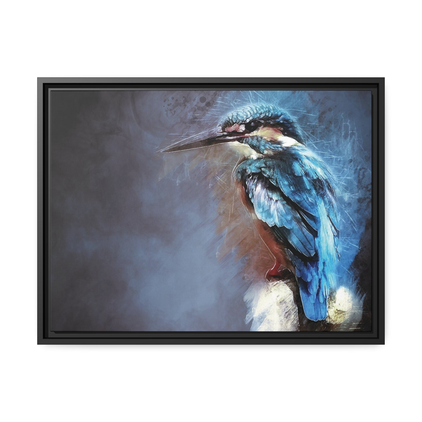 Kingfisher Matte Canvas, Black Frame