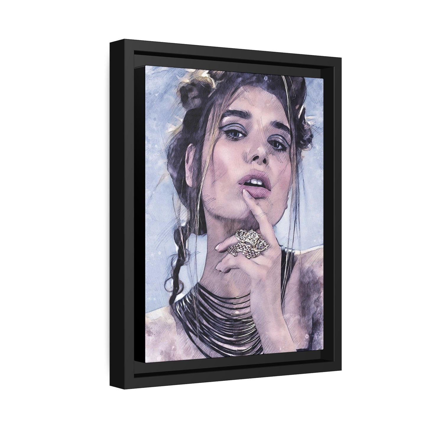 Woman Matte Canvas, Black Frame