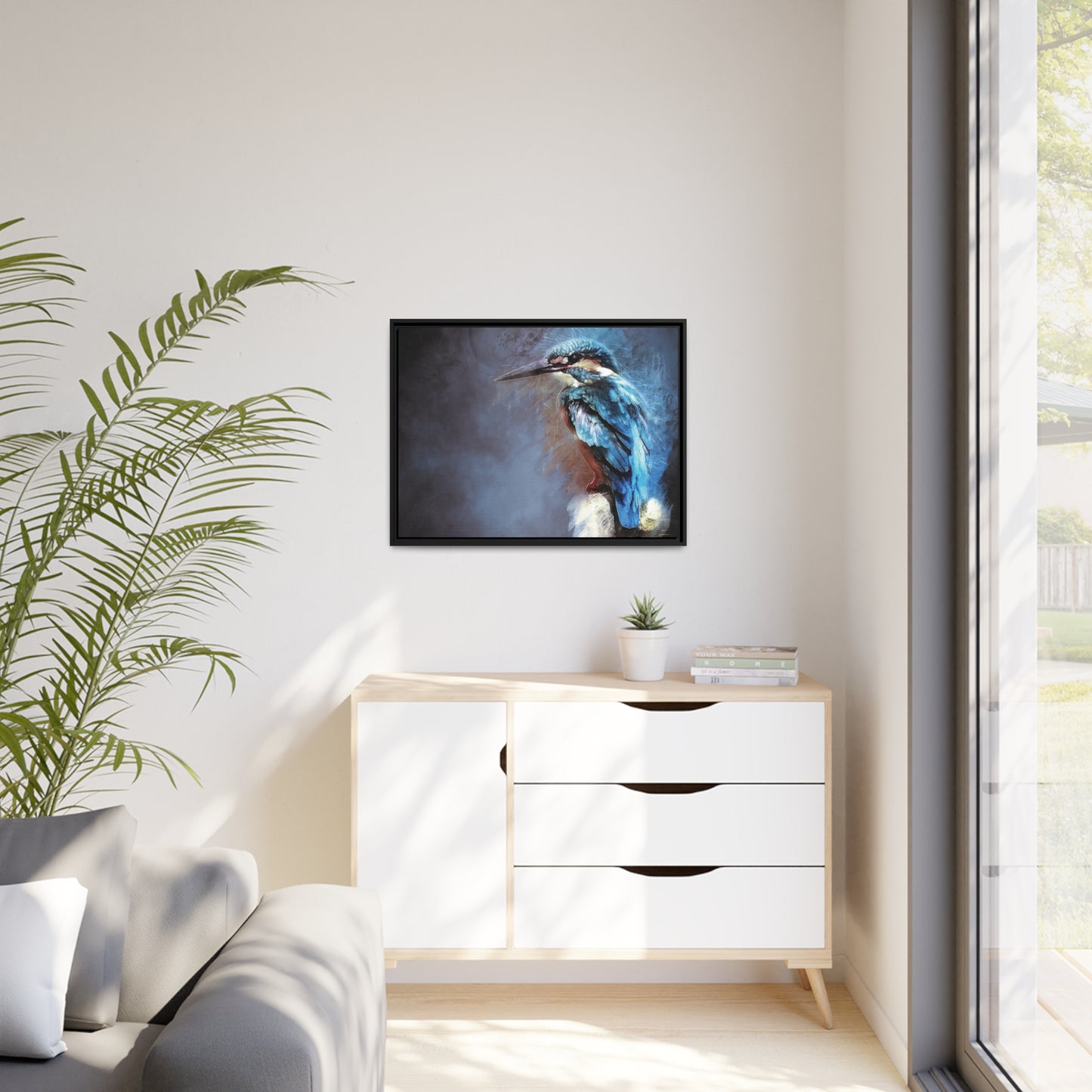 Kingfisher Matte Canvas, Black Frame