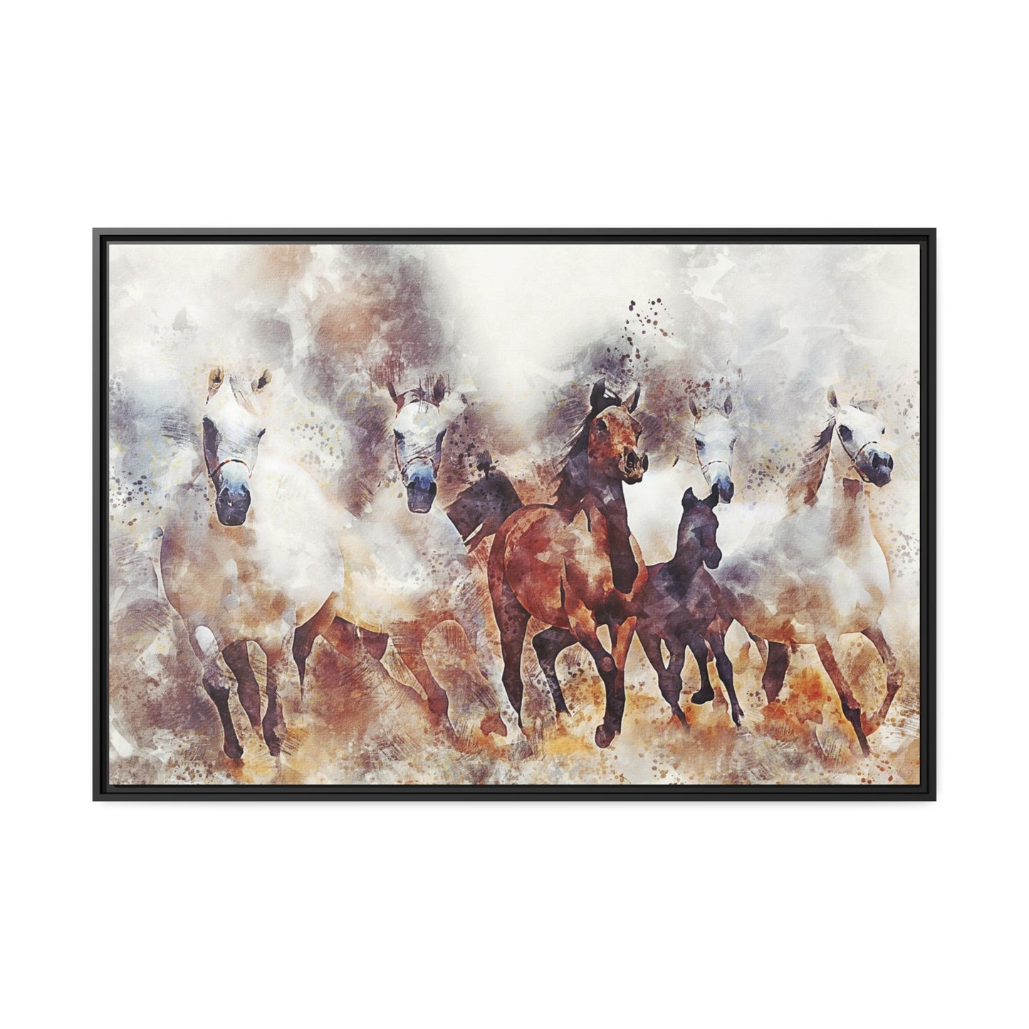 Horses Matte Canvas, Black Frame