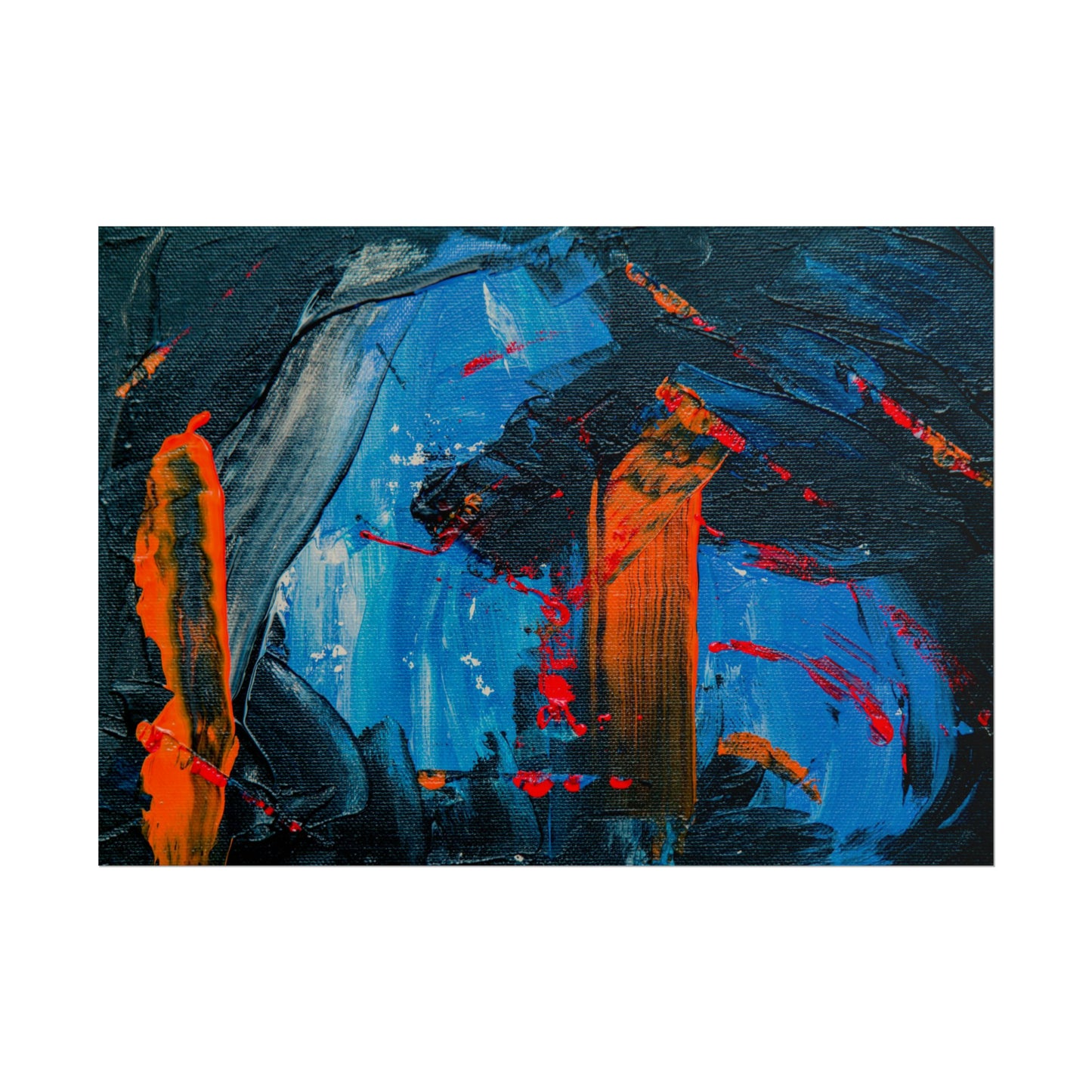 Red and blue splash Rolled Posters