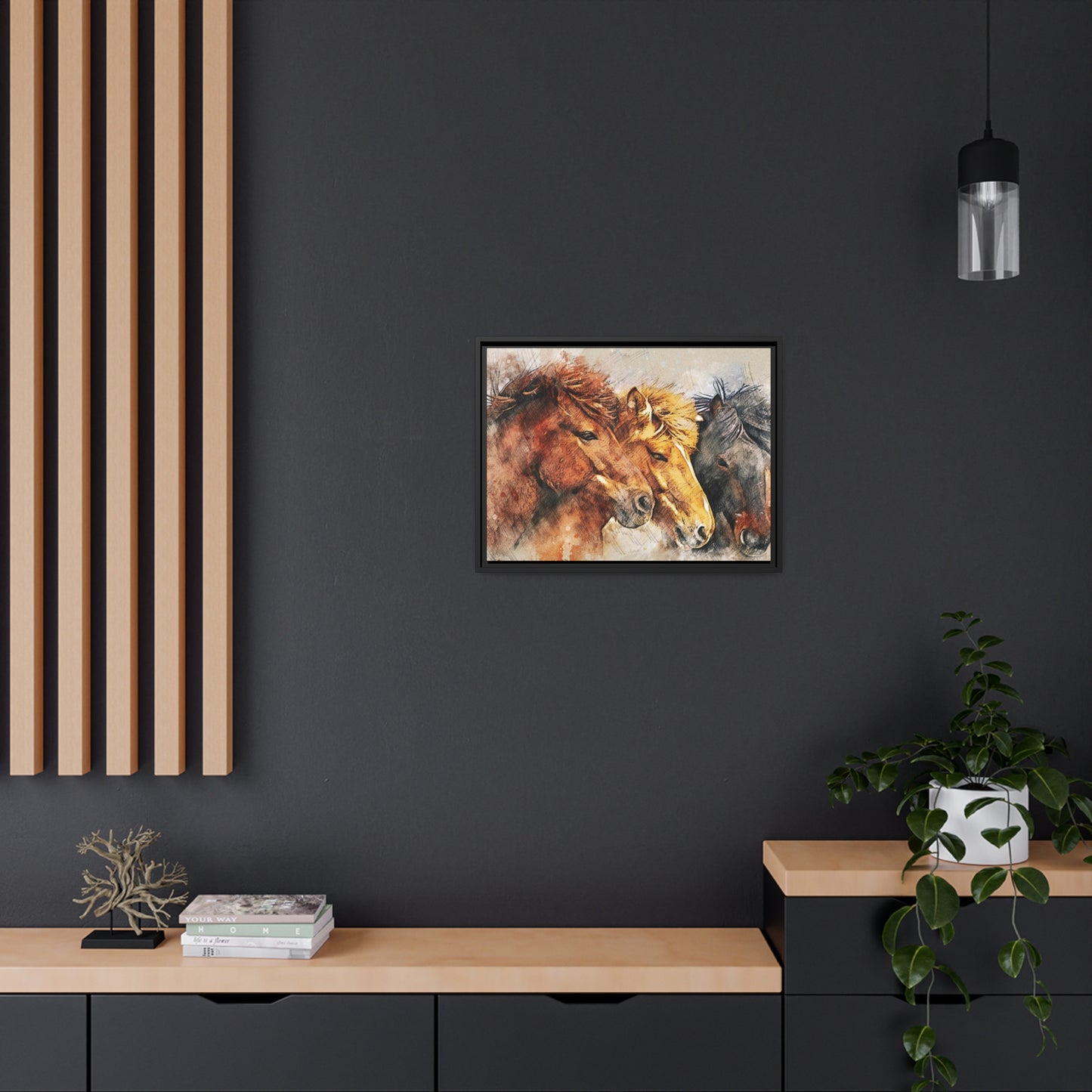 Horses Matte Canvas, Black Frame