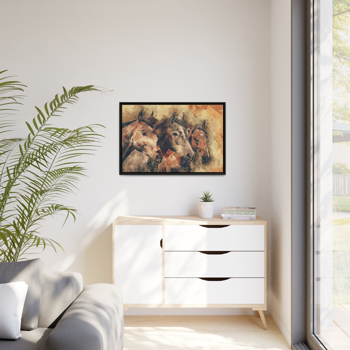 Horses Matte Canvas, Black Frame