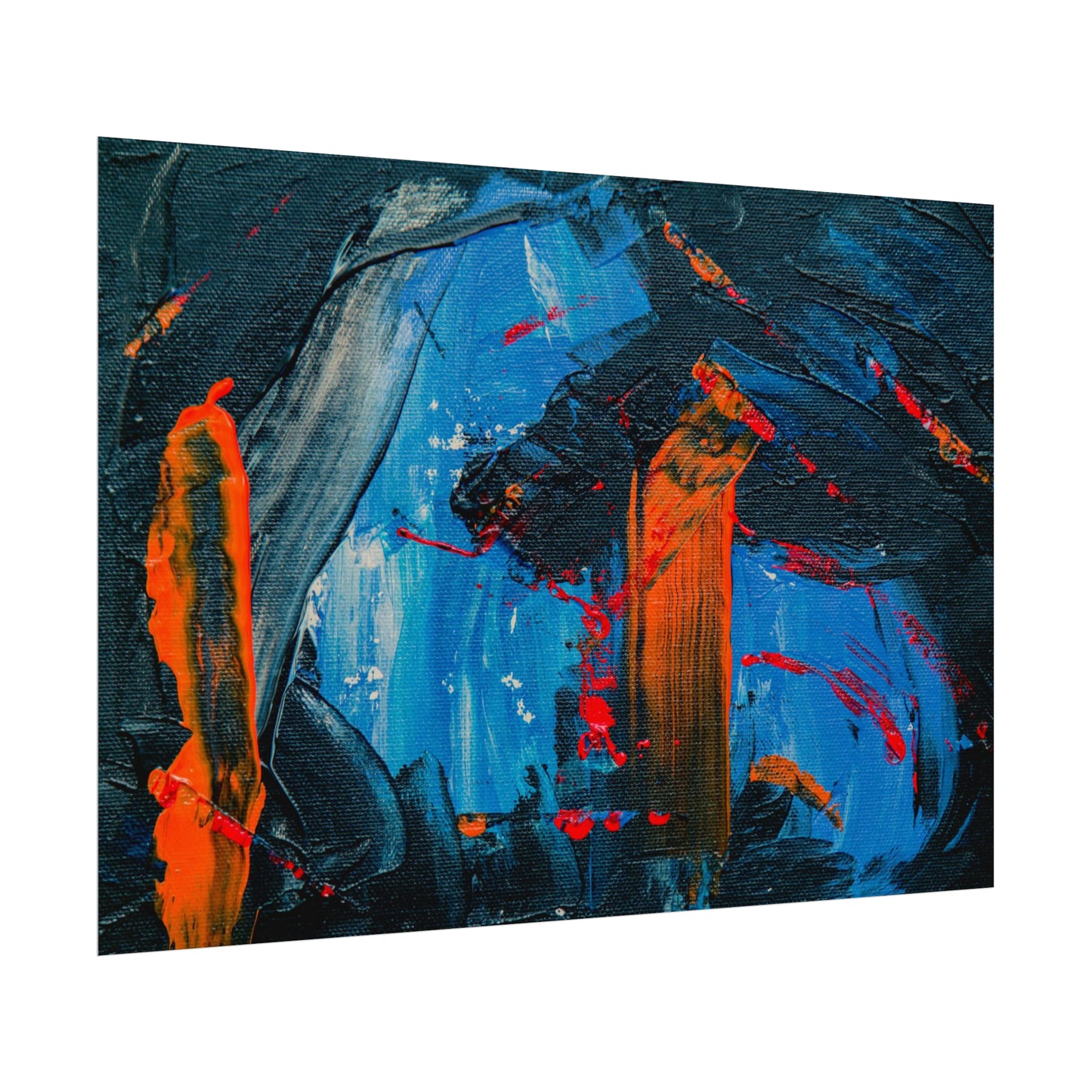 Red and blue splash Rolled Posters
