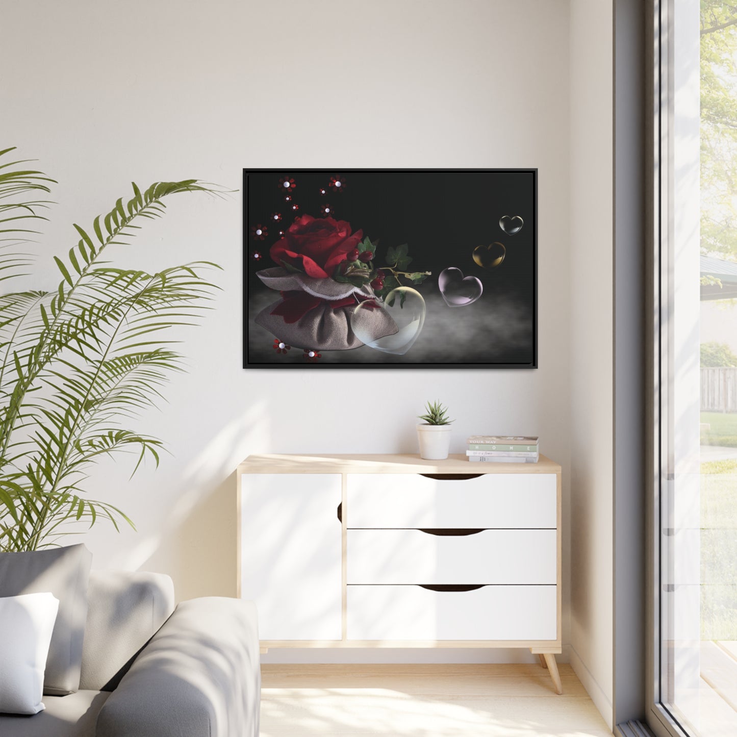 Rose Matte Canvas, Black Frame