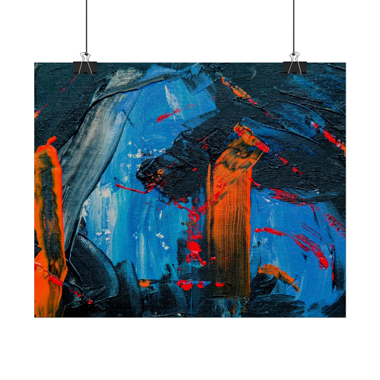 Red and blue splash Rolled Posters