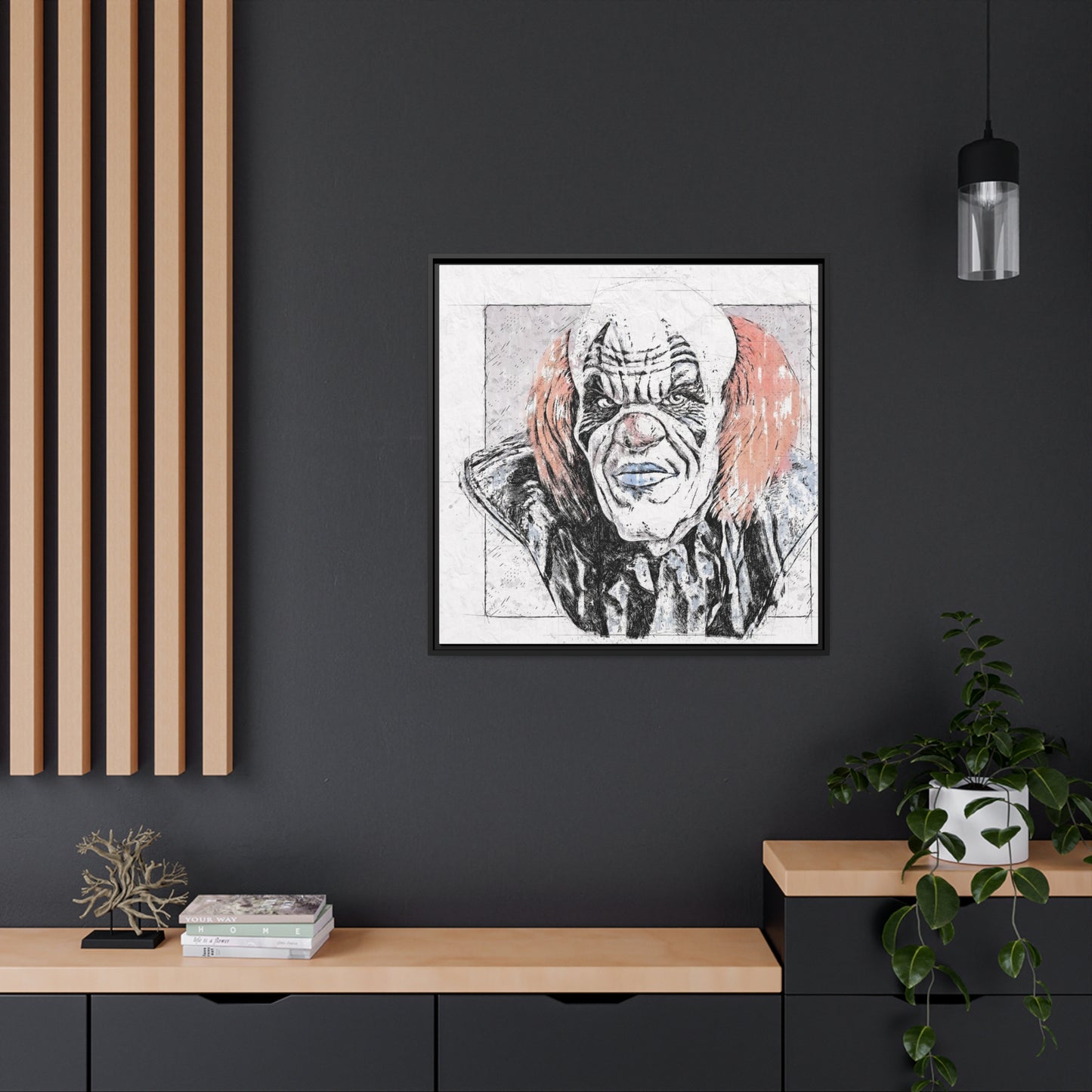 Clown Matte Canvas, Black Frame