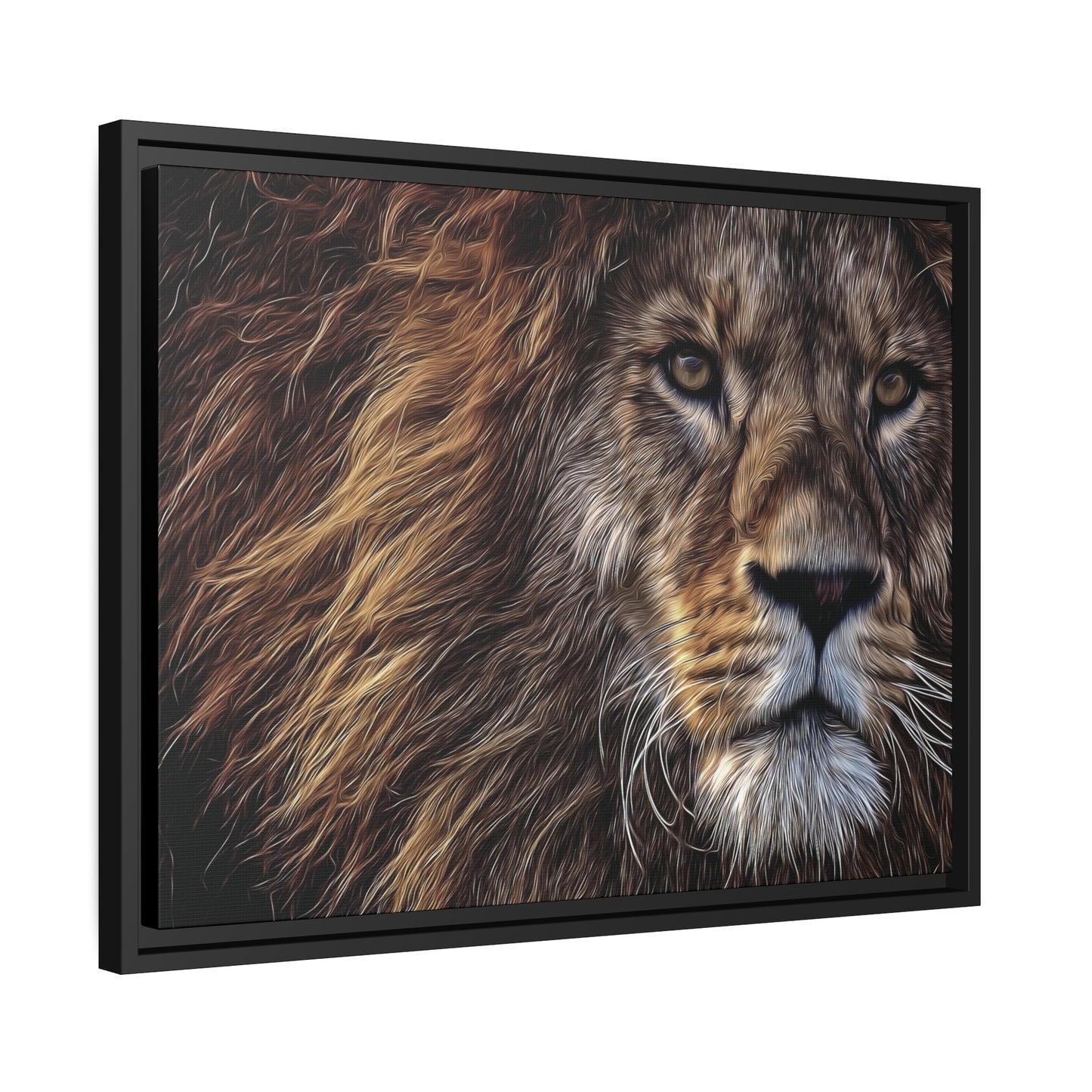 Lion Matte Canvas, Black Frame