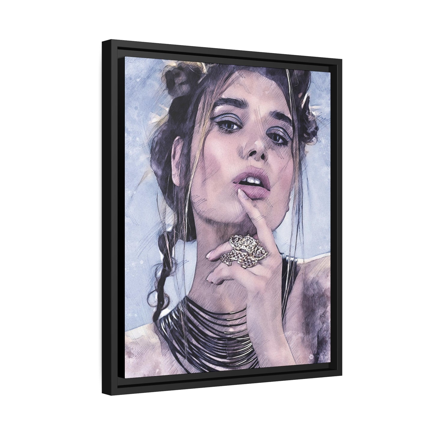 Woman Matte Canvas, Black Frame