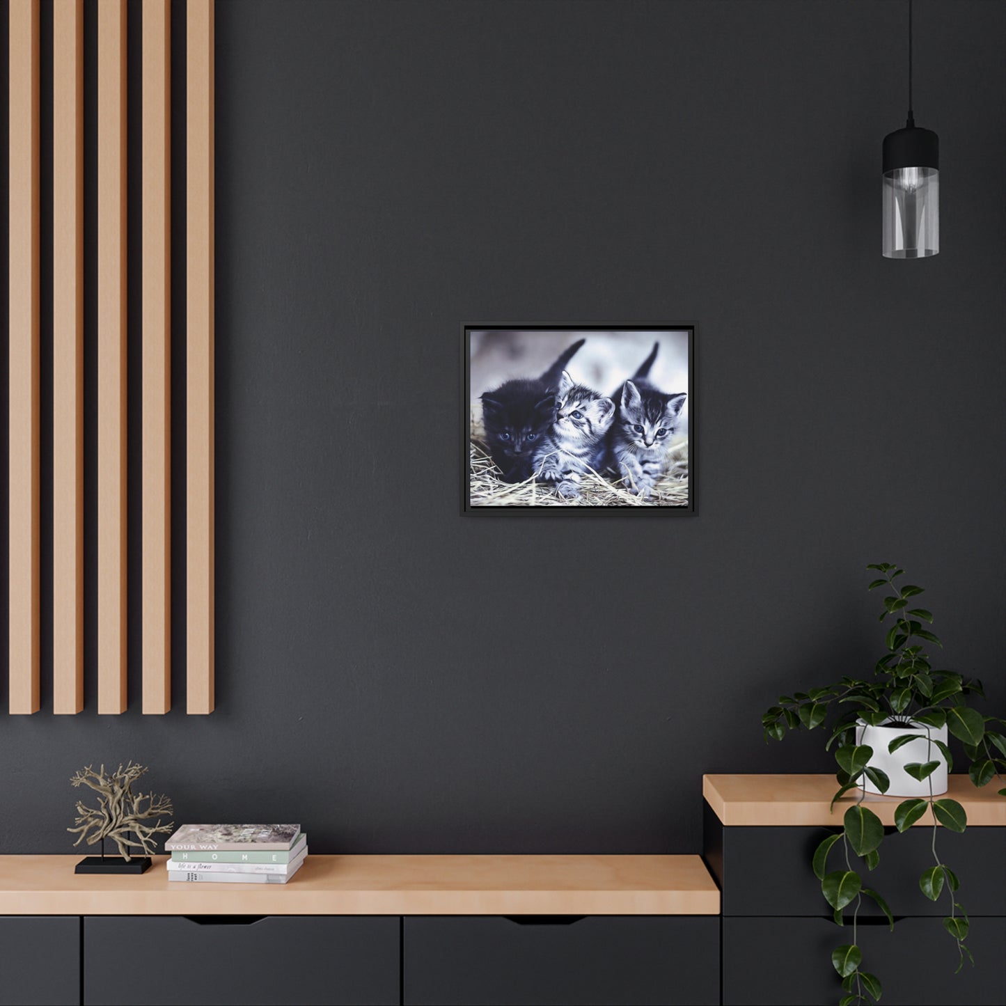 Kitten Matte Canvas, Black Frame