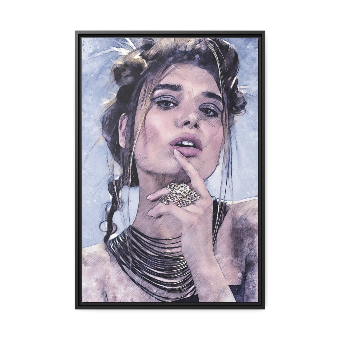 Woman Matte Canvas, Black Frame