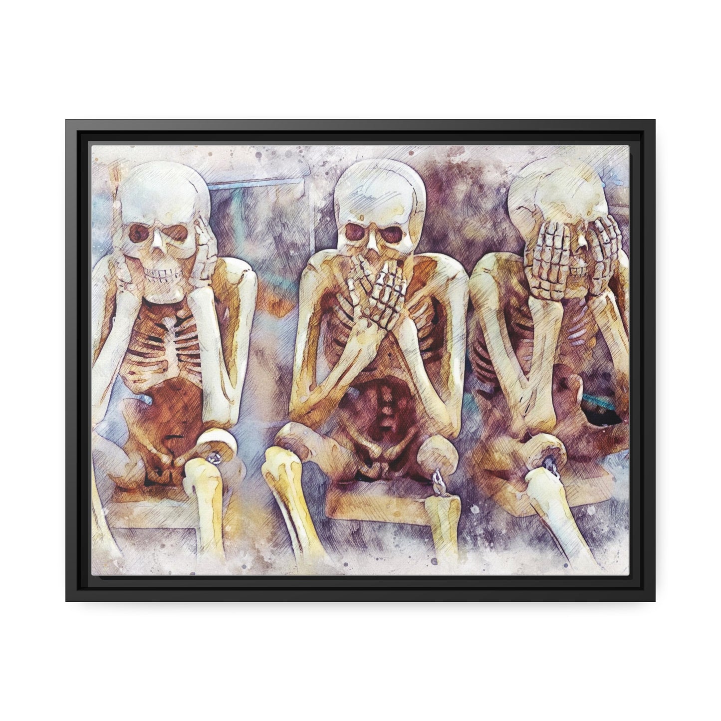 Skeletons Matte Canvas, Black Frame