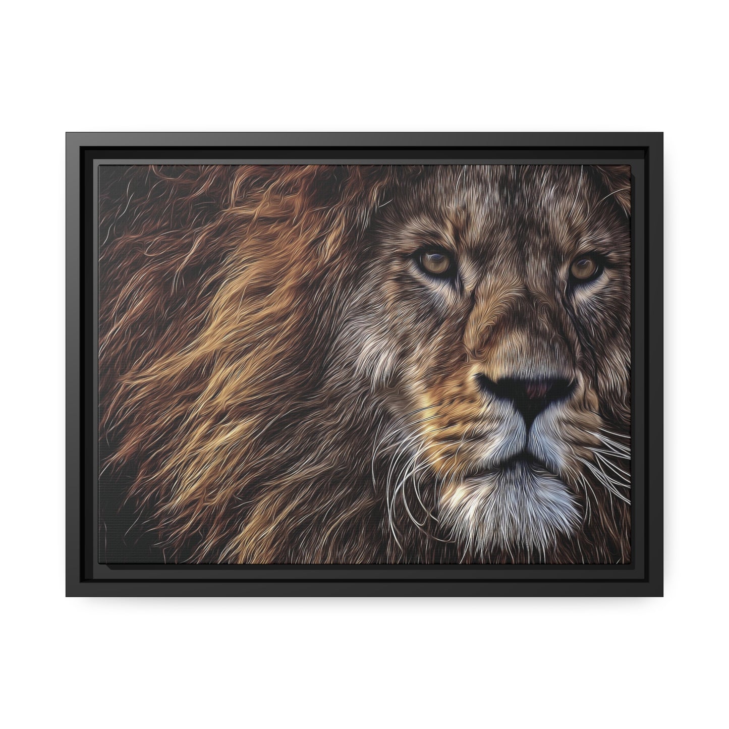 Lion Matte Canvas, Black Frame