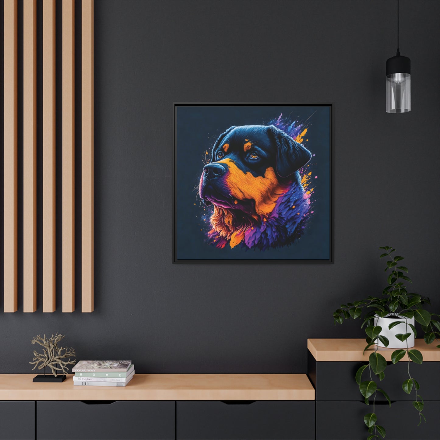Rottweiler Matte Canvas, Black Frame