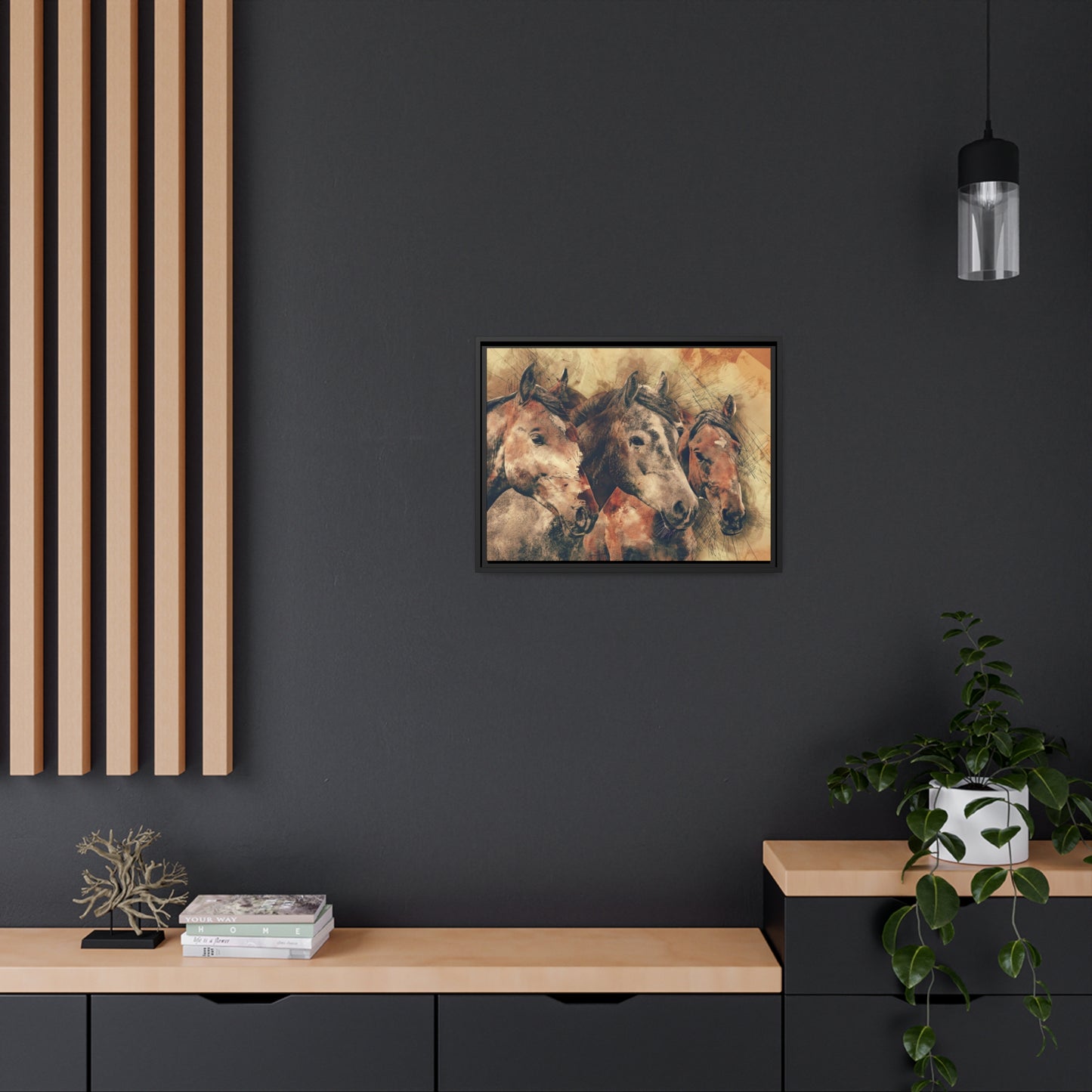Horses Matte Canvas, Black Frame