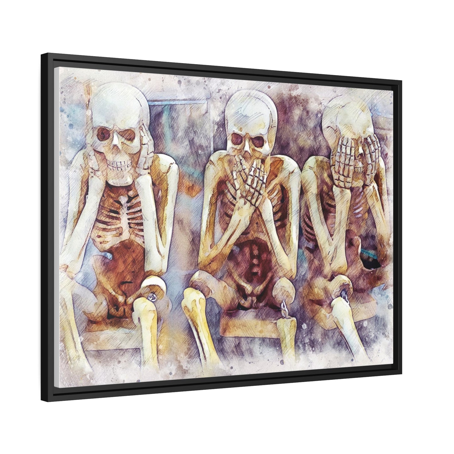 Skeletons Matte Canvas, Black Frame