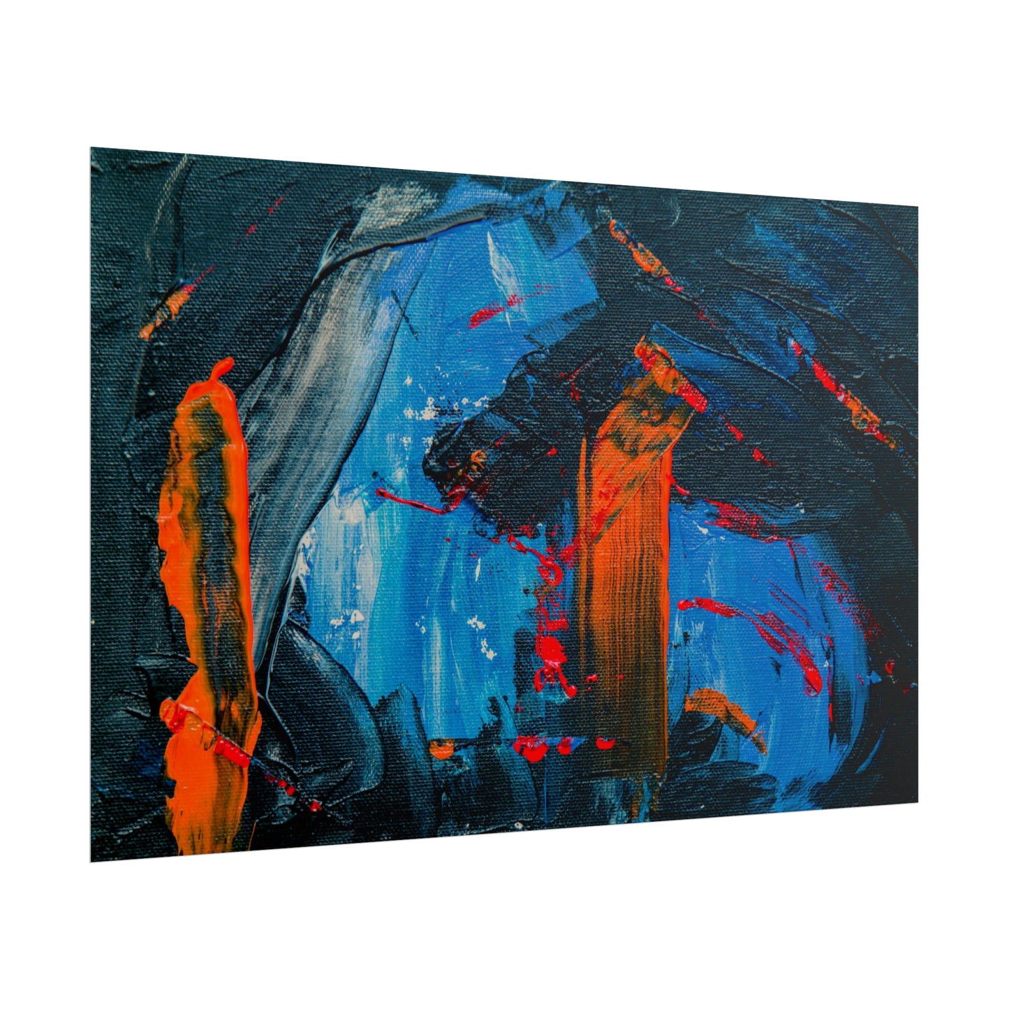 Red and blue splash Rolled Posters