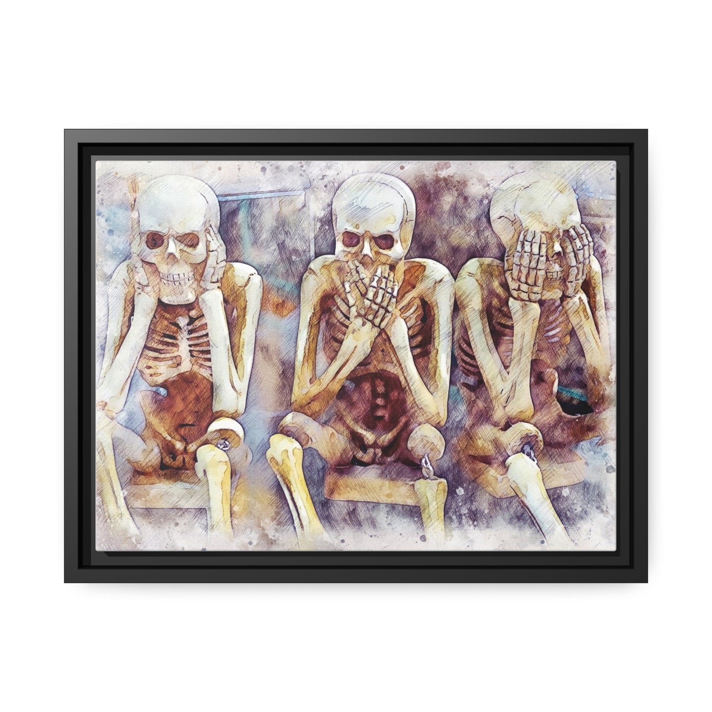 Skeletons Matte Canvas, Black Frame