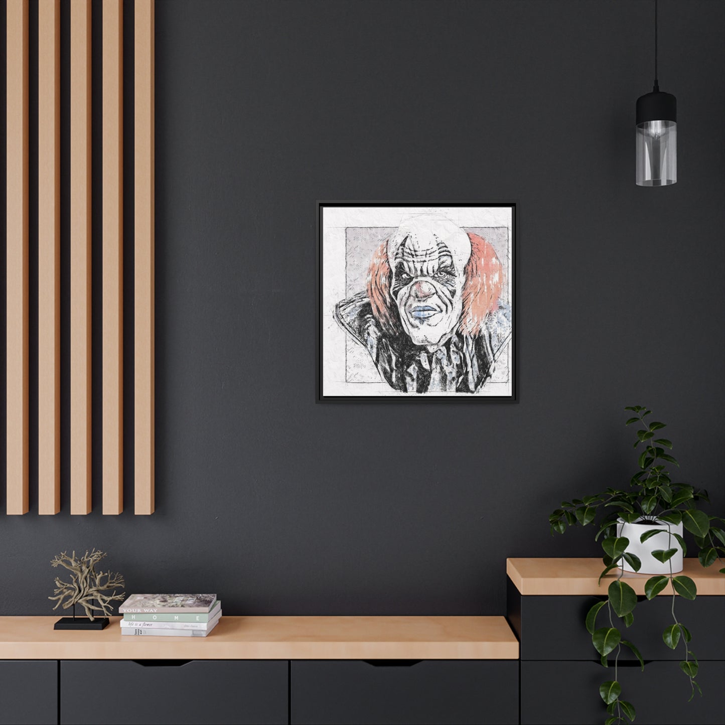 Clown Matte Canvas, Black Frame