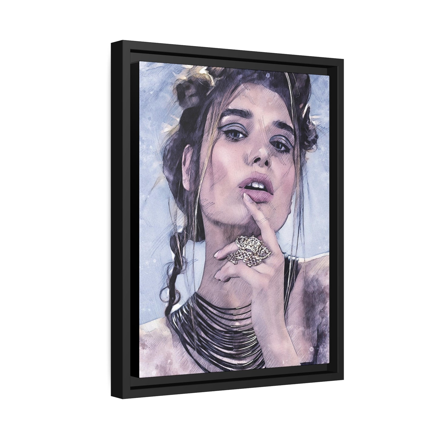Woman Matte Canvas, Black Frame