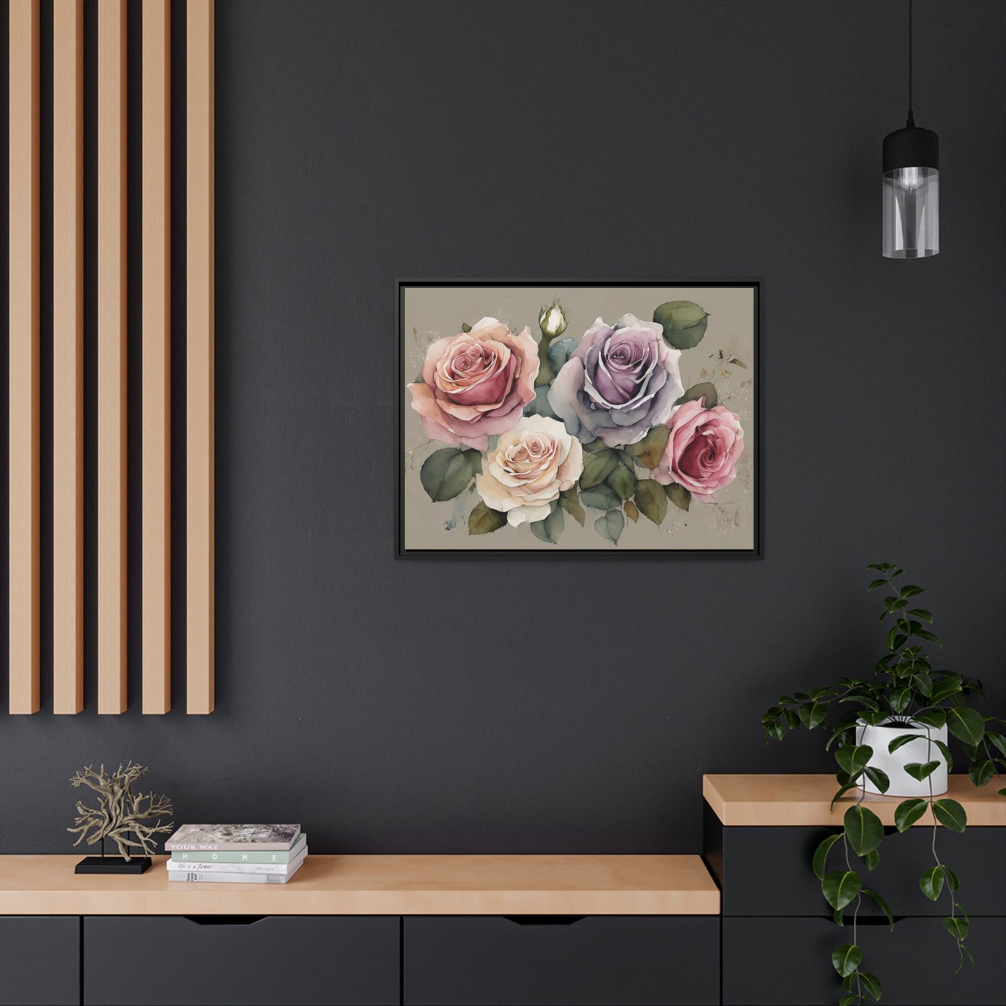 Roses Matte Canvas, Black Frame